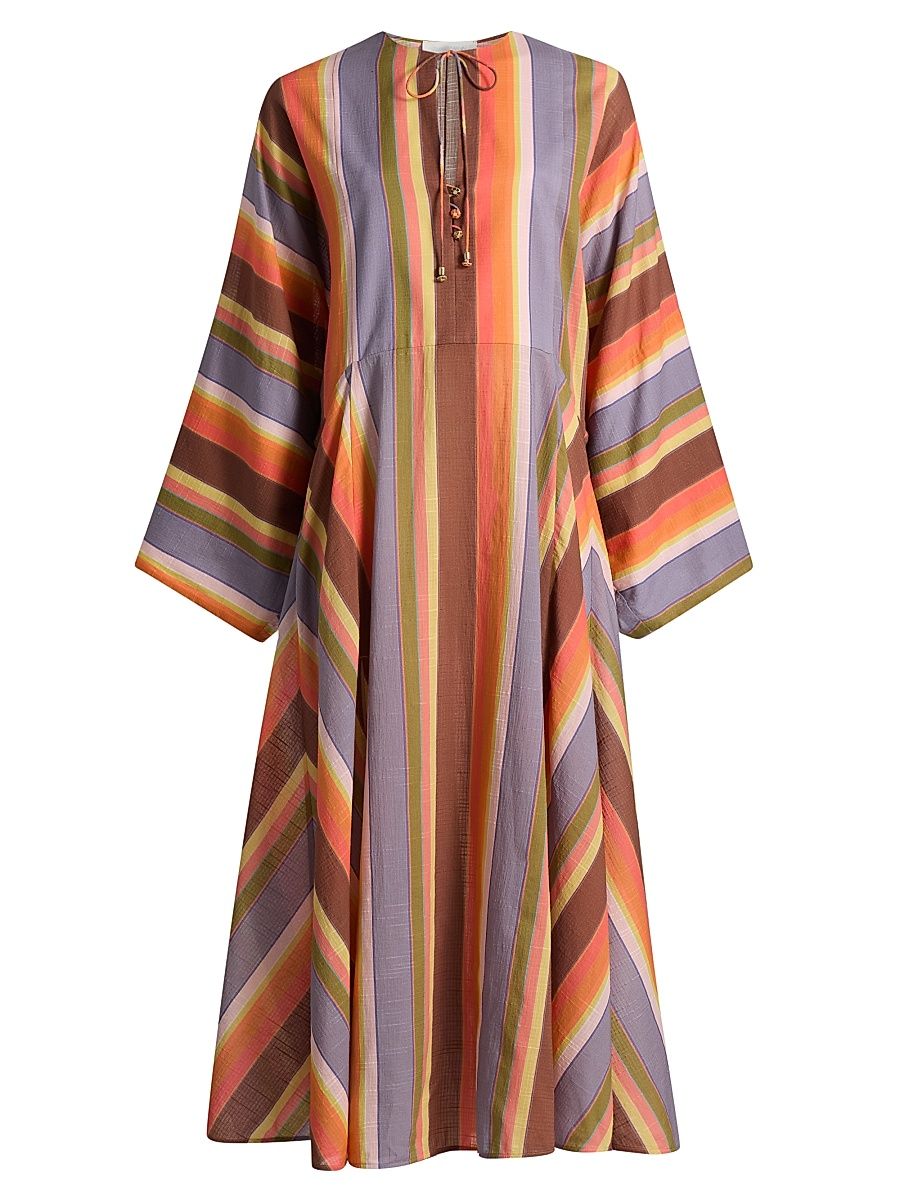 Women's Solstice Cotton Tunic Maxi Dress - Multi Stripe - Size 8