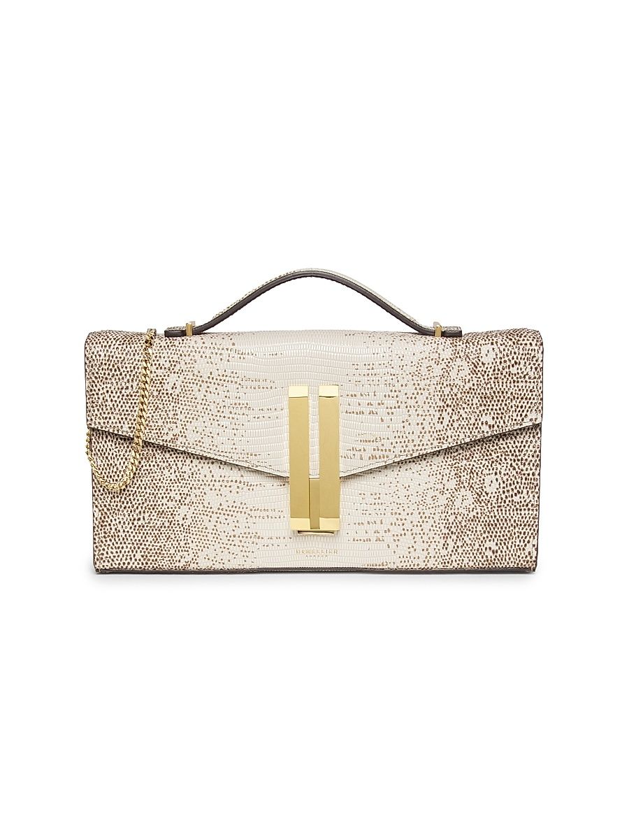 Women's Vancouver Embossed-Leather Convertible Clutch - Ecru Lizard