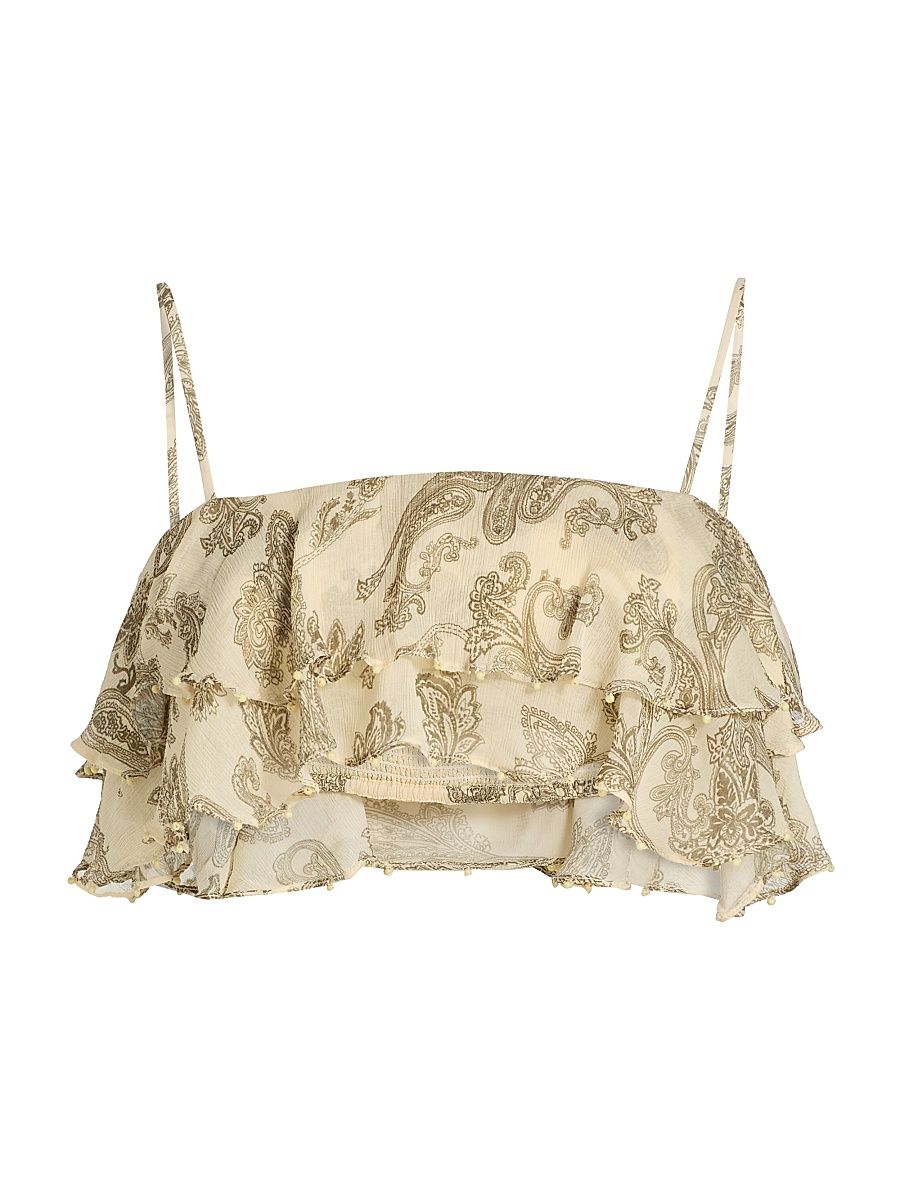Women's Paisley Tiered Ruffled Top - Size XL