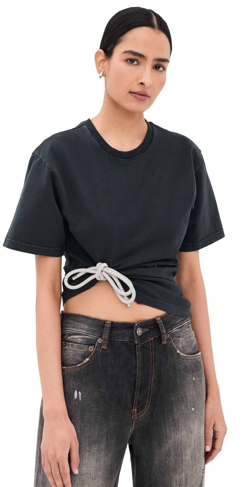 AREA Crystal Knot T-Shirt Washed Black L