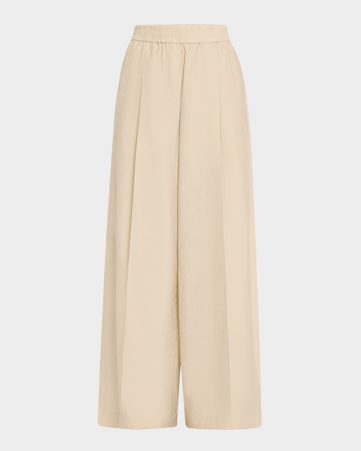 Techno Popeline Wide-Leg Slit Track Pants