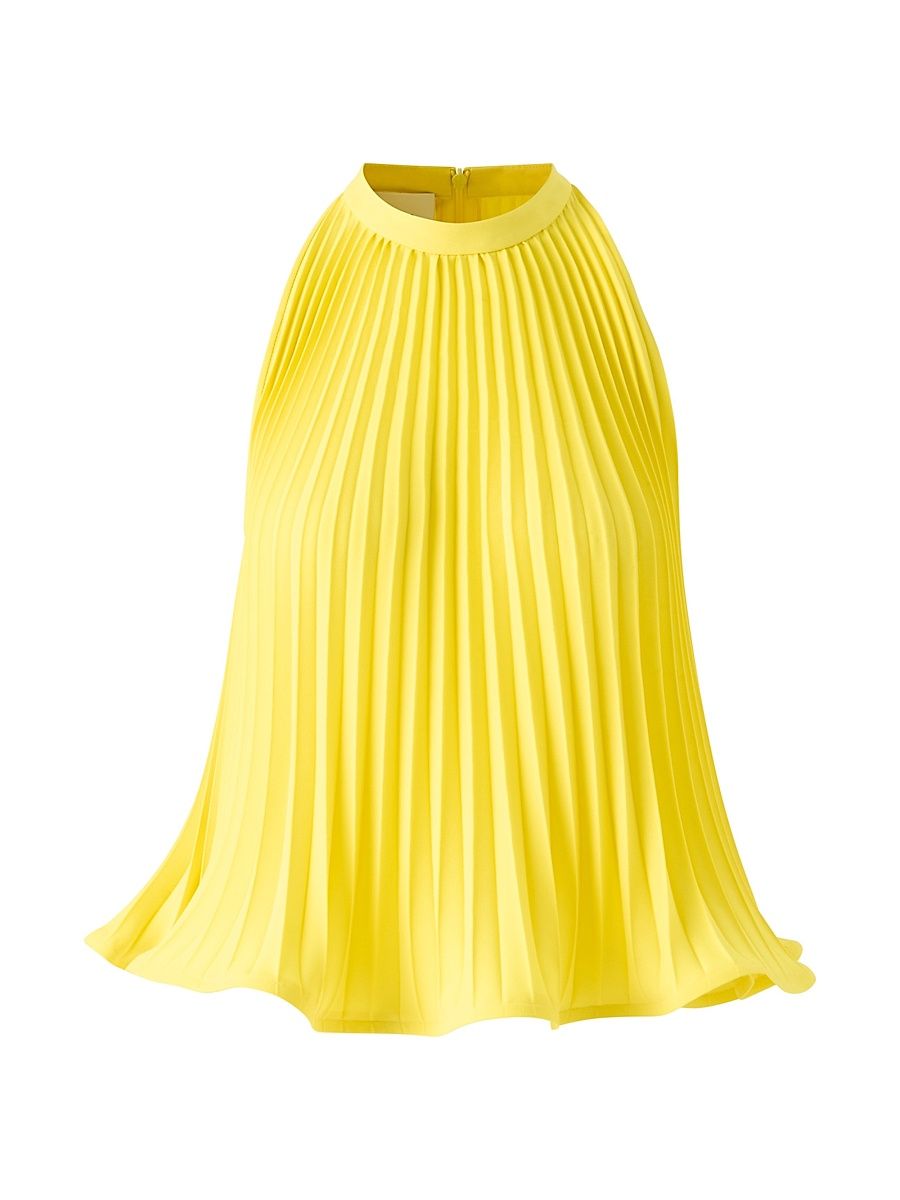 Women's Plissé Crepe Halterneck Blouse - Lemon Zing - Size 14