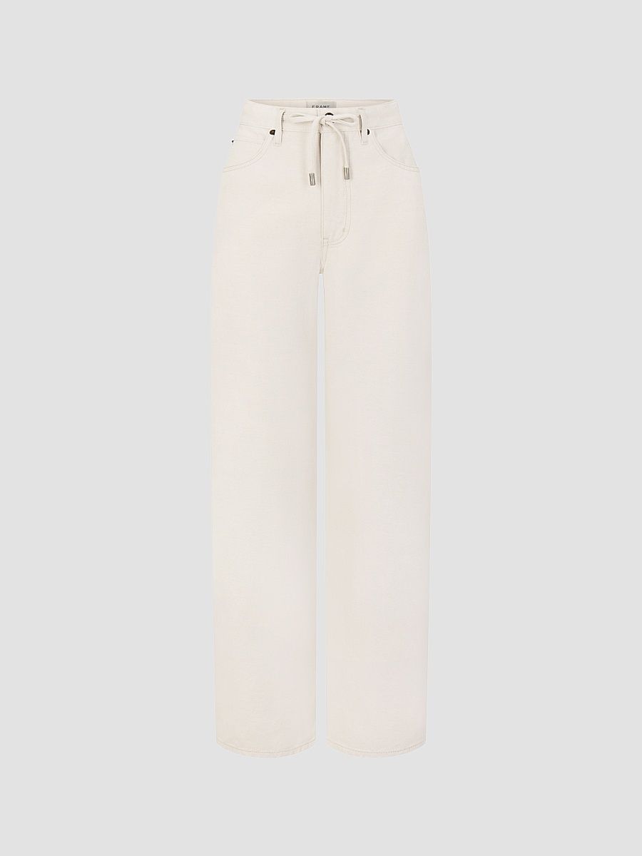 Women's The Off Duty Drawstring Cotton-Linen Jeans - Natural Ecru - Size 31
