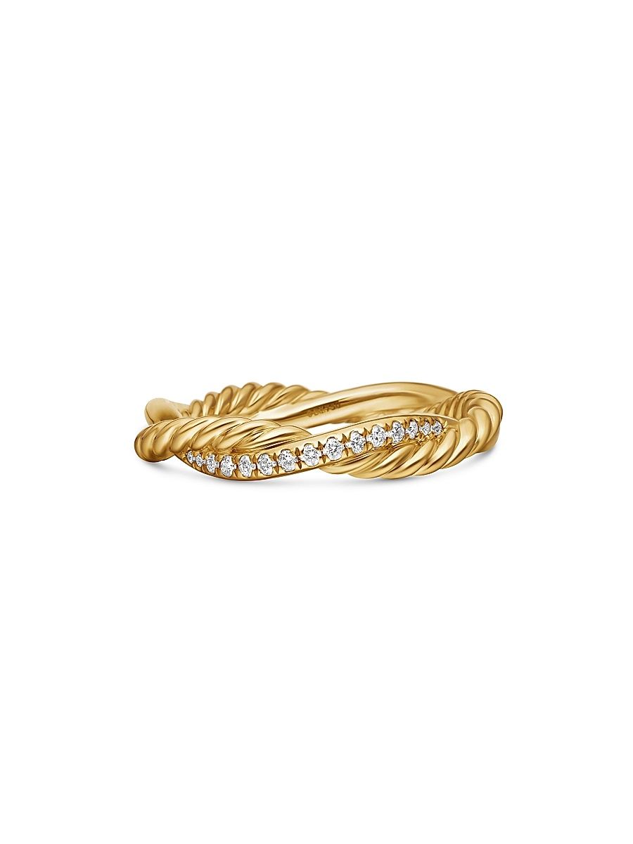 Women's Petite Infinity Twisted Ring In 18K Yellow Gold With Diamonds - Diamond - Size 7