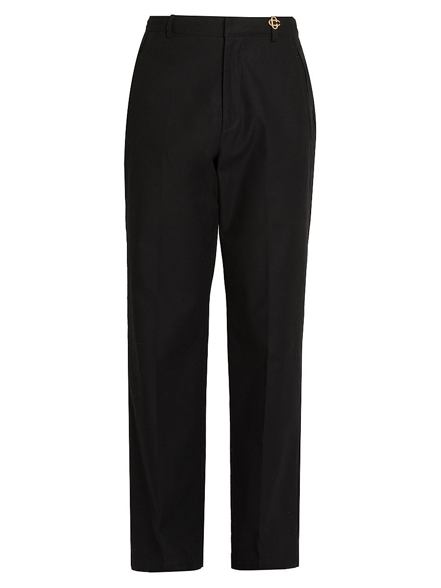 Men's Stretch-Cotton Mid-Rise Straight-Leg Chinos - Black - Size 44