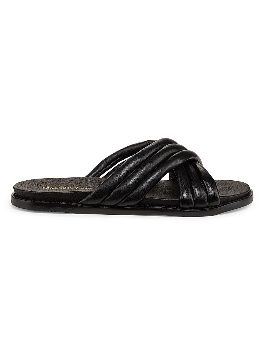 Women's Crisscross Leather Slide Sandals - Black - Size 11