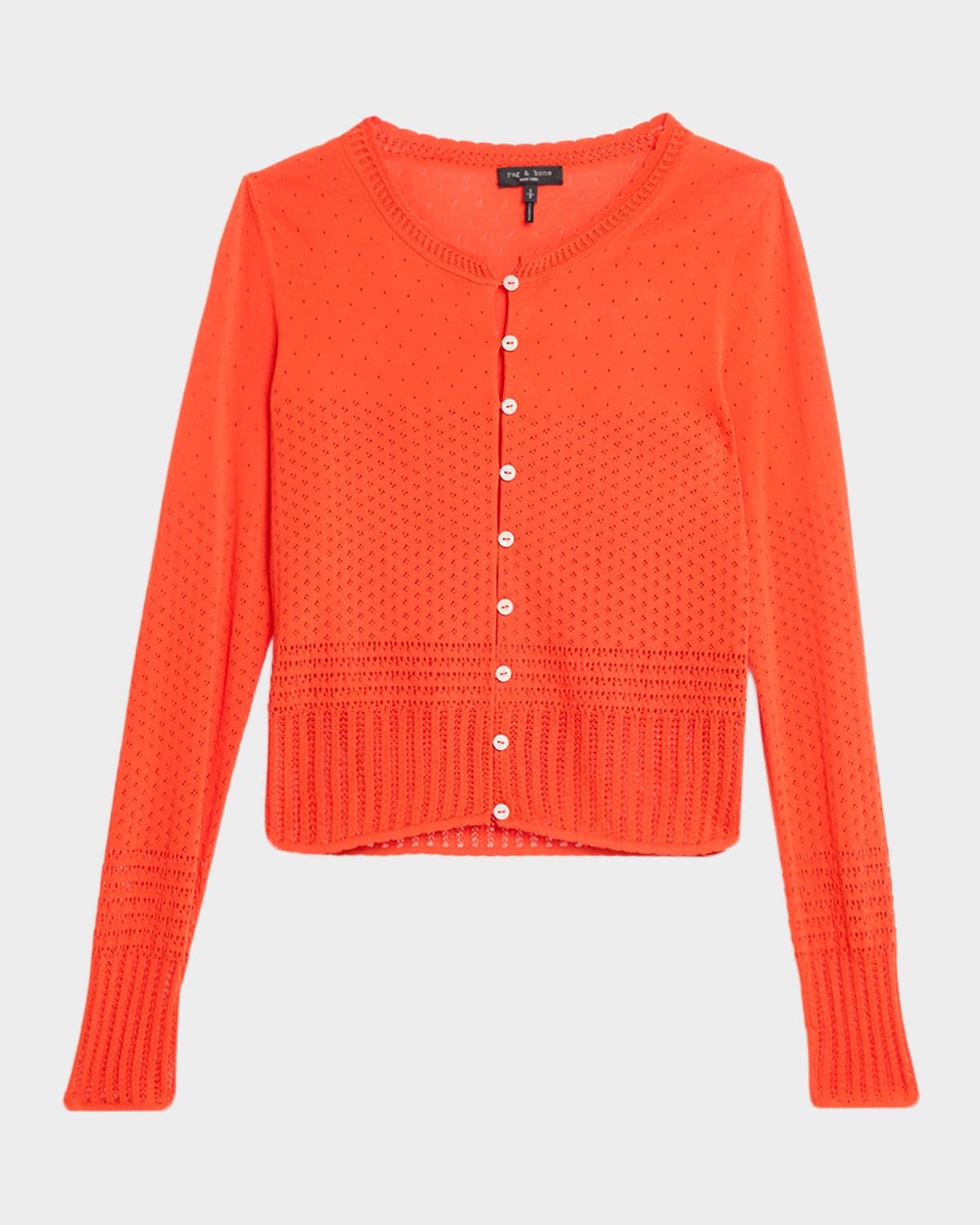 Michelle Scalloped Pointelle-Knit Cardigan