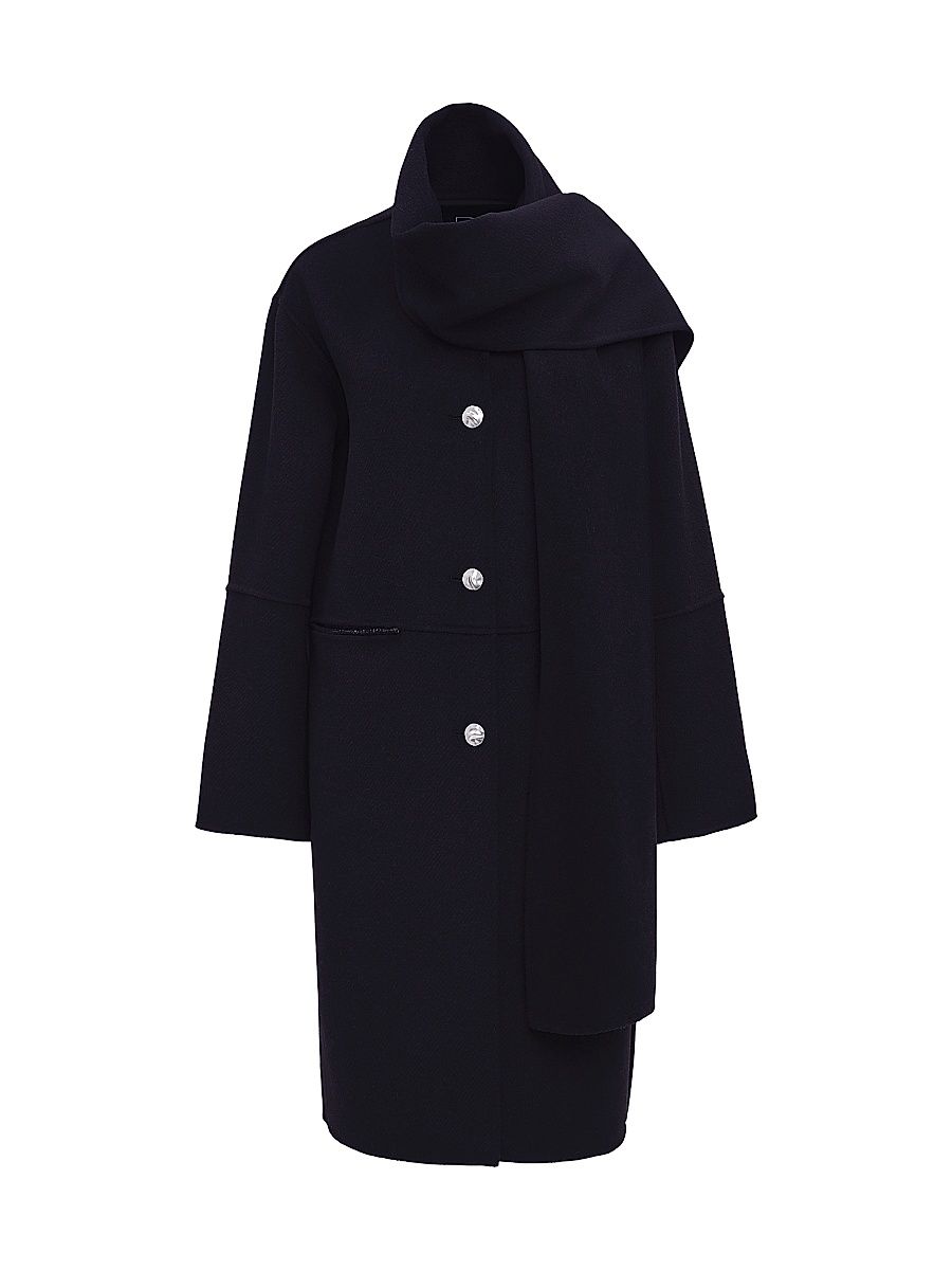 Women's Claude Wool-Blend Scarf Coat - Black - Size Large
