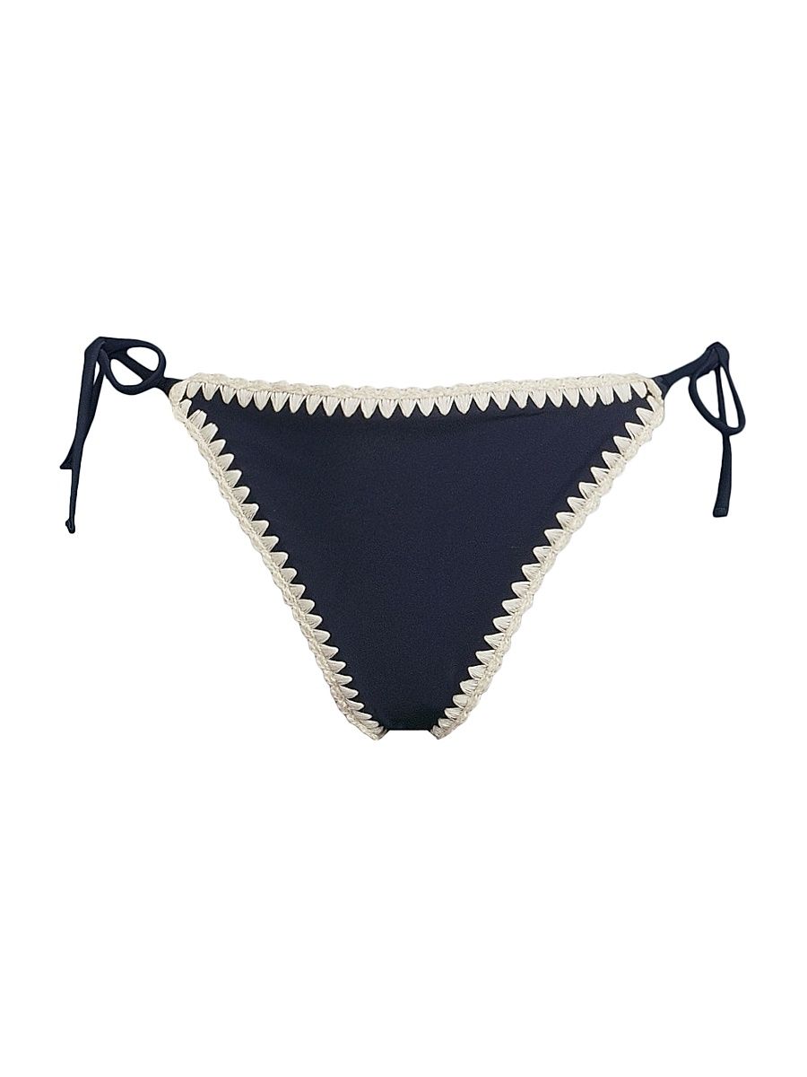 Women's Side-Tie Bikini Bottom - Navy - Size Large