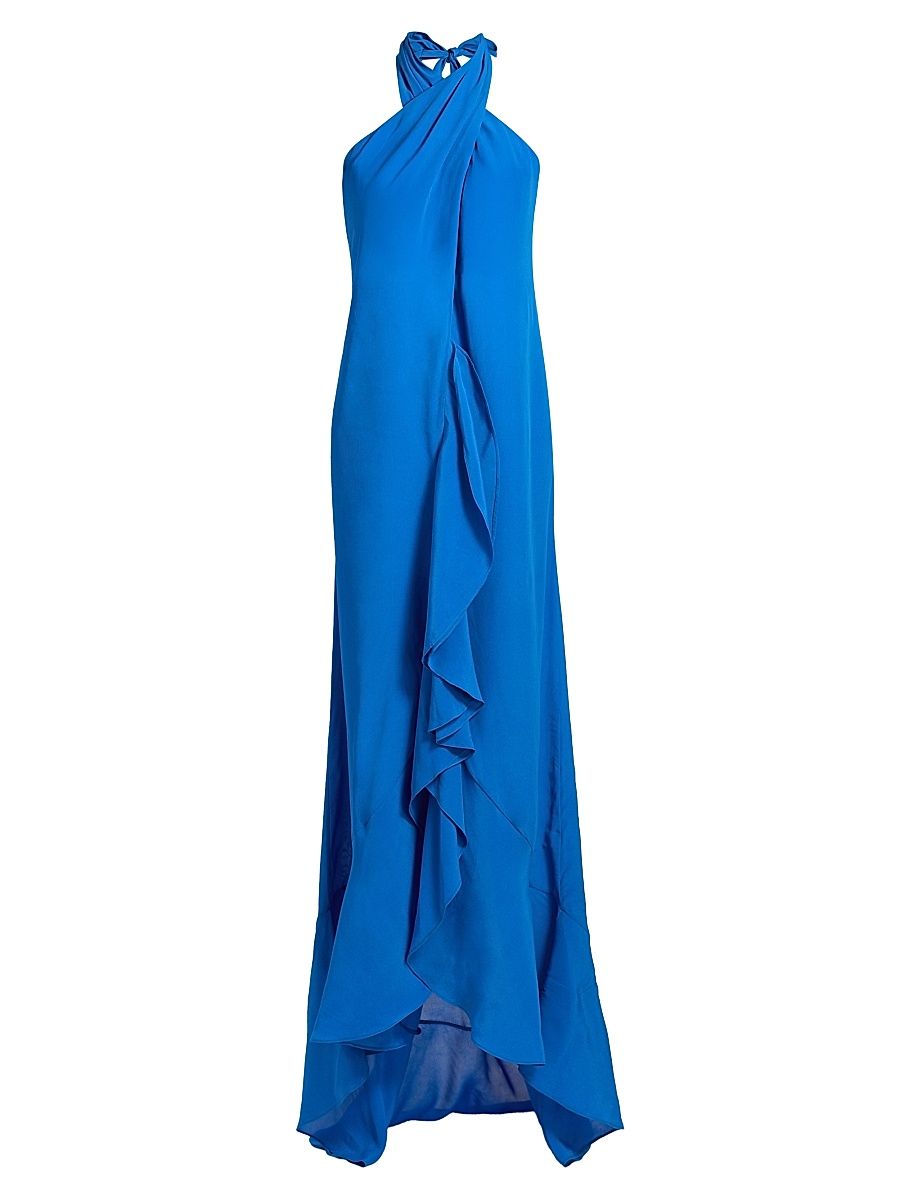 Women's Bari Halter Backless Gown - Sapphire - Size Large