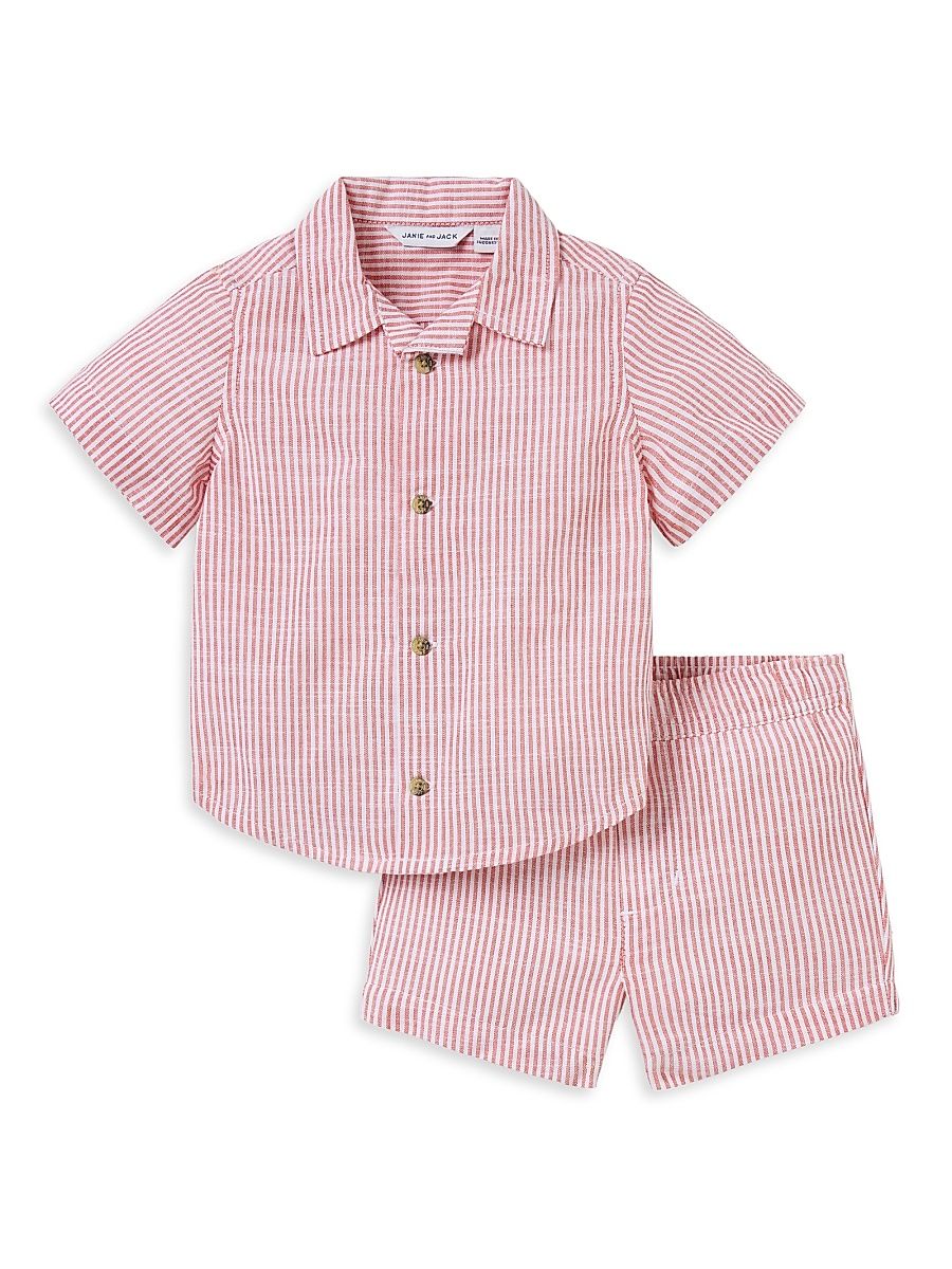 Baby Boy's The Cabana Shirt & Shorts Set - Red - Size 12 Months