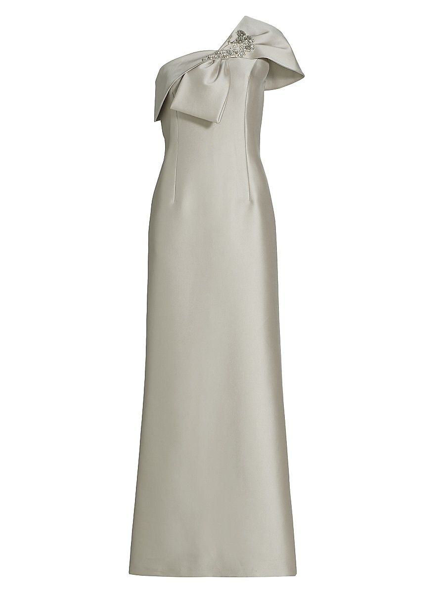 Women's Ines Embellished Bow Column Gown - Frosty Pewter - Size 4