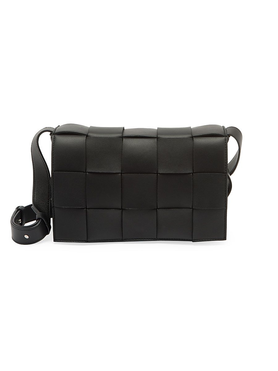 Women's The Cassette Intreccio Leather Crossbody Bag - Black