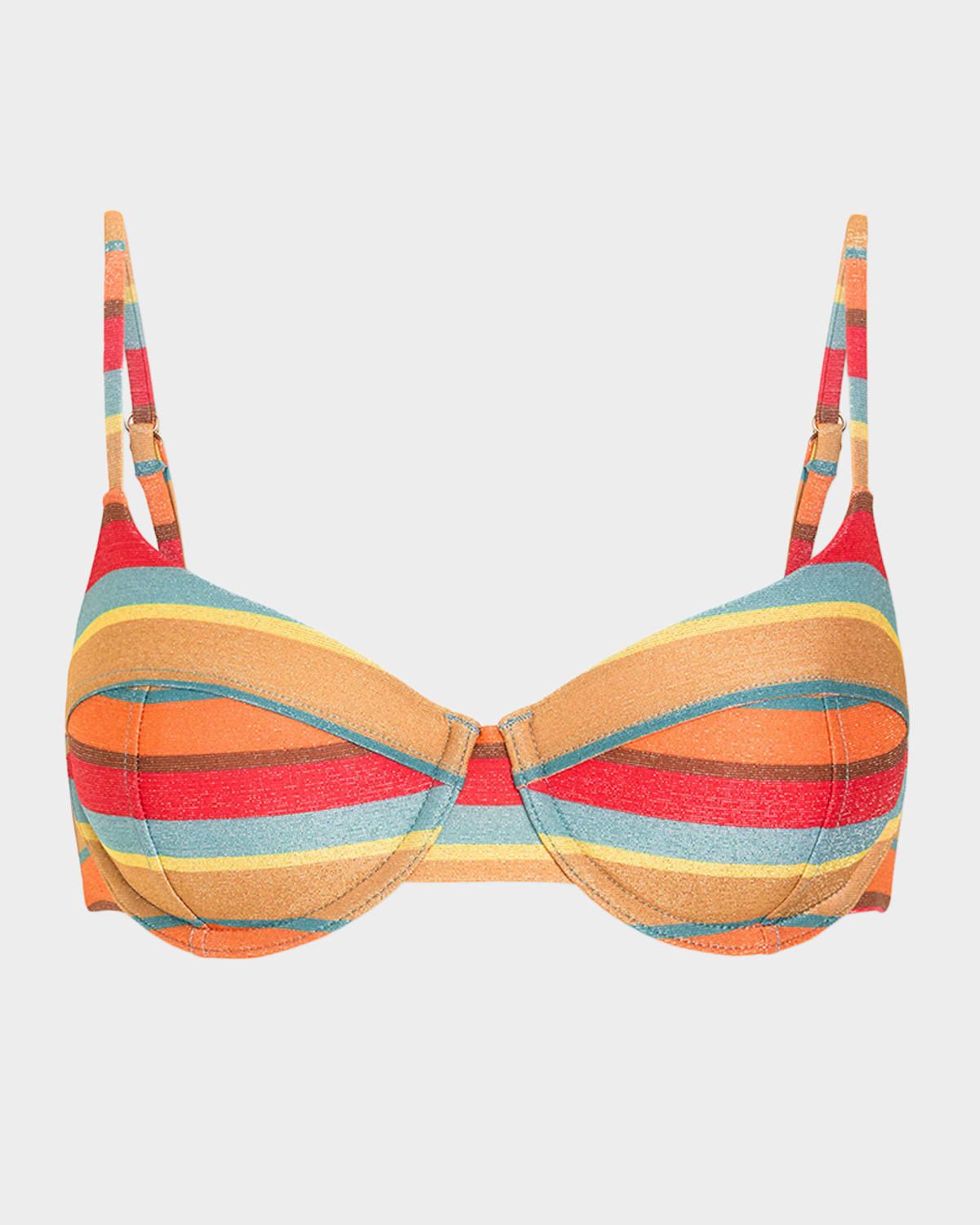 Mona Glitter Striped Bikini Top