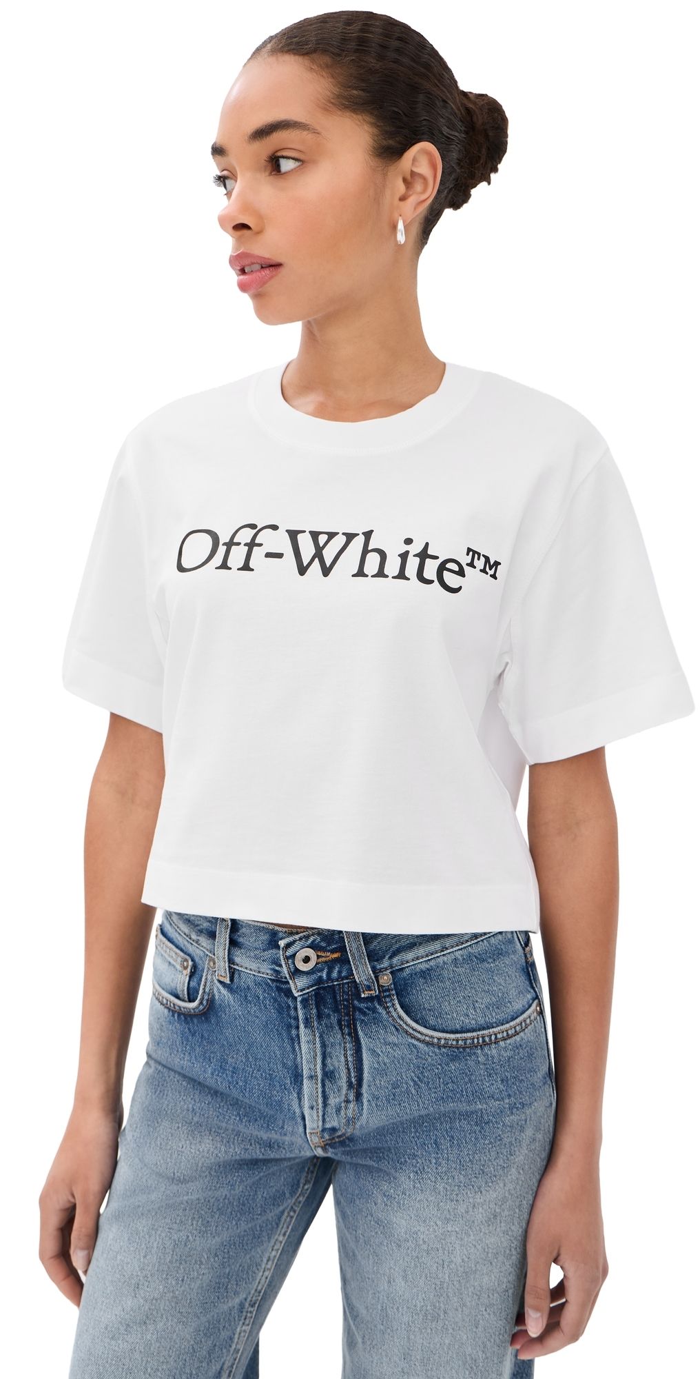 Off-White Big Logo Bookish Crop Tee White L
