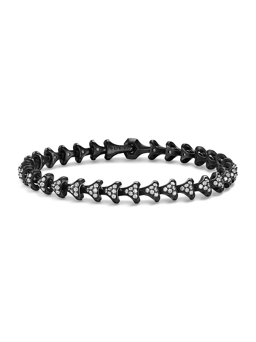 Men's Armory Link Bracelet in Black Titanium - Diamond - Size Small