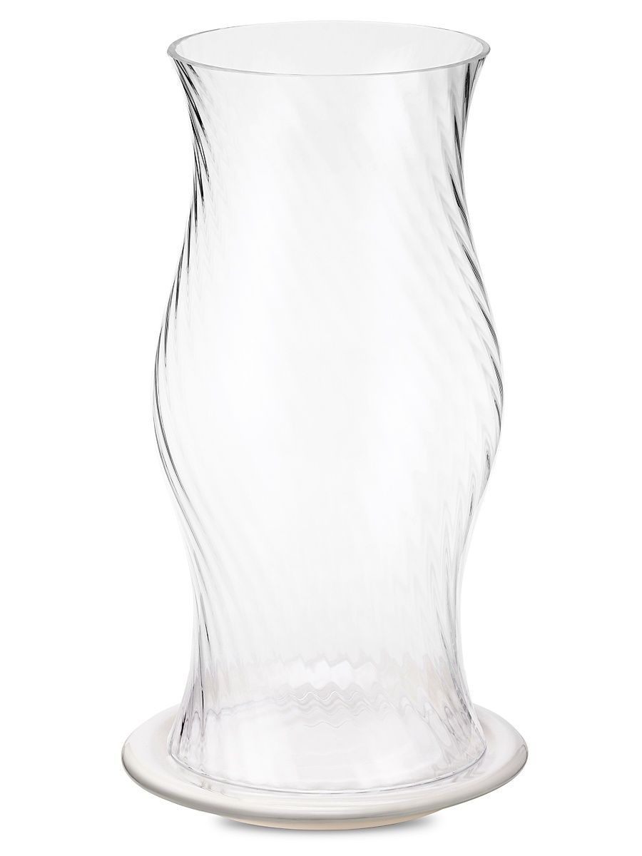 Milla Small Ceramic & Glass Hurricane - Clear Cream