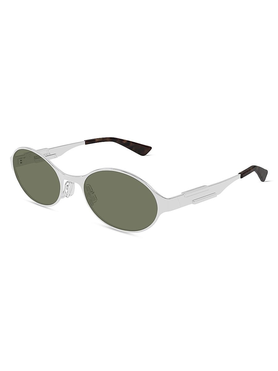 Women's Dash Ribbon Metal 55MM Oval Sunglasses - Silver Green