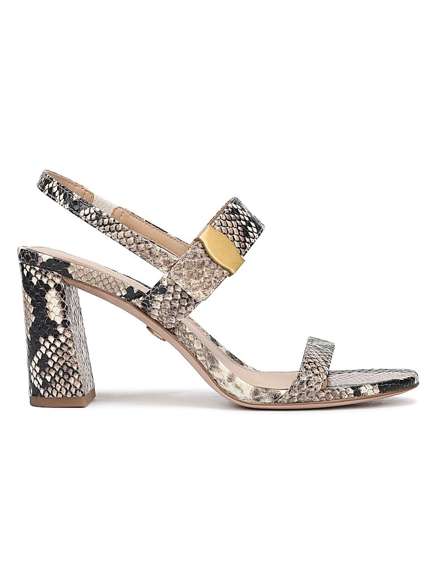 Women's Genetta Snakeskin-Embossed Leather Sandals - Ecru Multi - Size 11