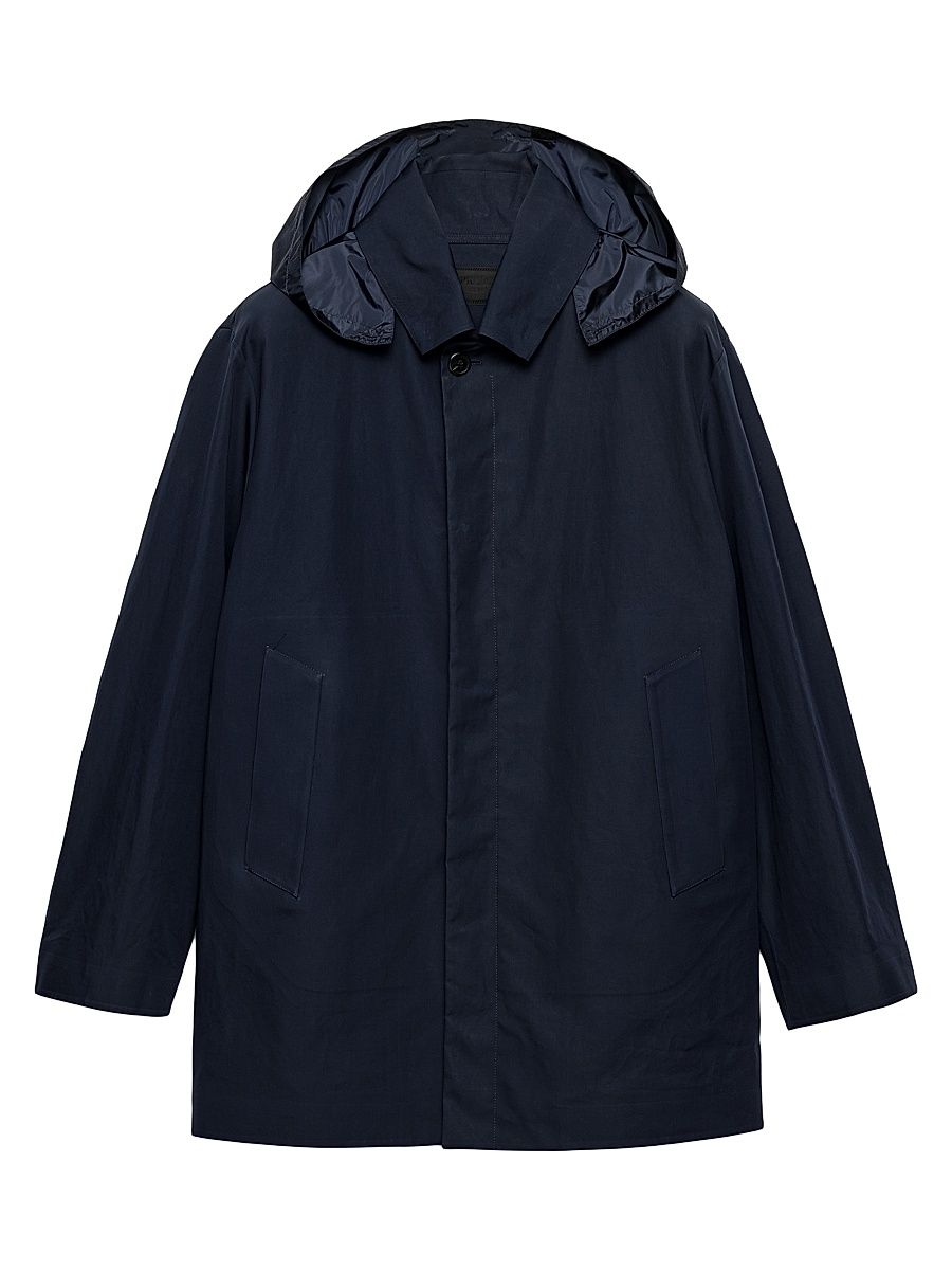 Men's Hooded Cotton Coat - Blue - Size 44