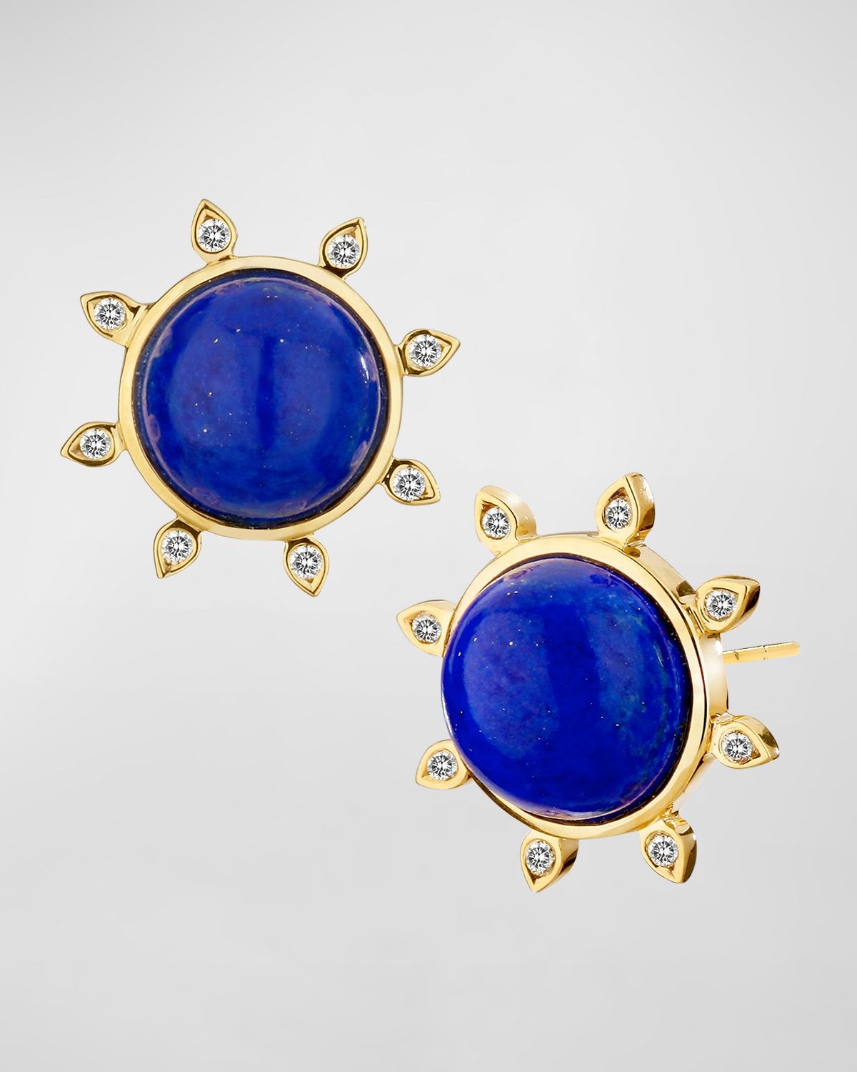 18K Mogul Stud Earrings with Gemstone and Diamonds