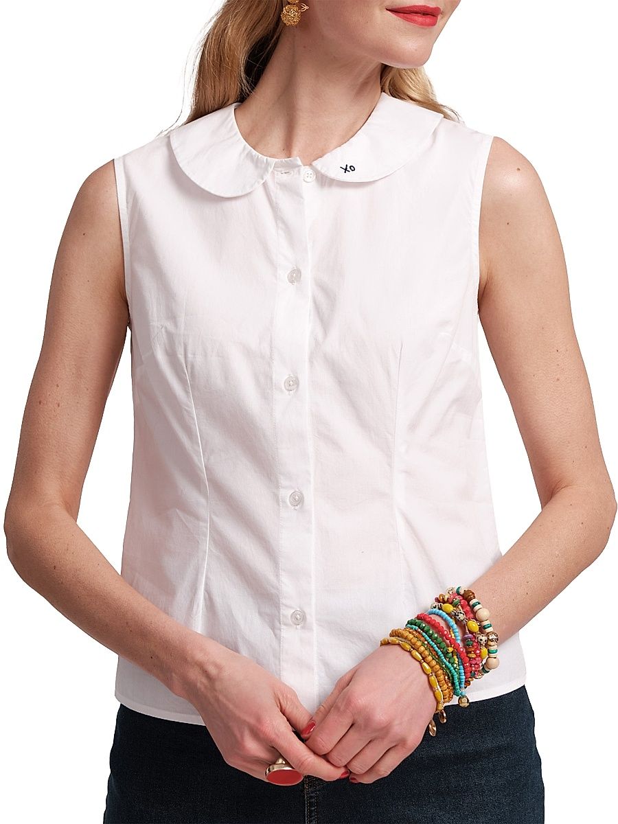 Women's Louise Cotton Sleeveless Top - White - Size 20