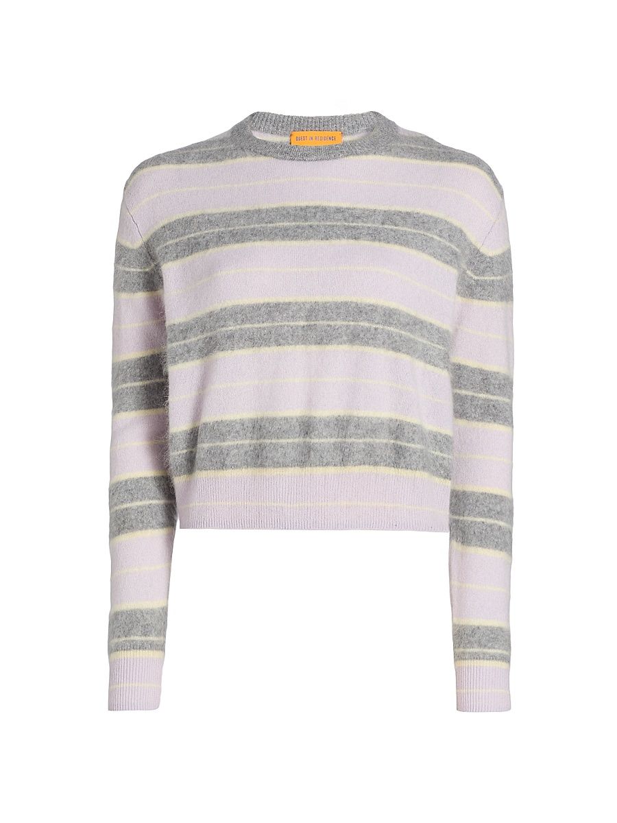 Women's Grizzly Striped Cashmere Crewneck Sweater - Dusk Combo - Size XL