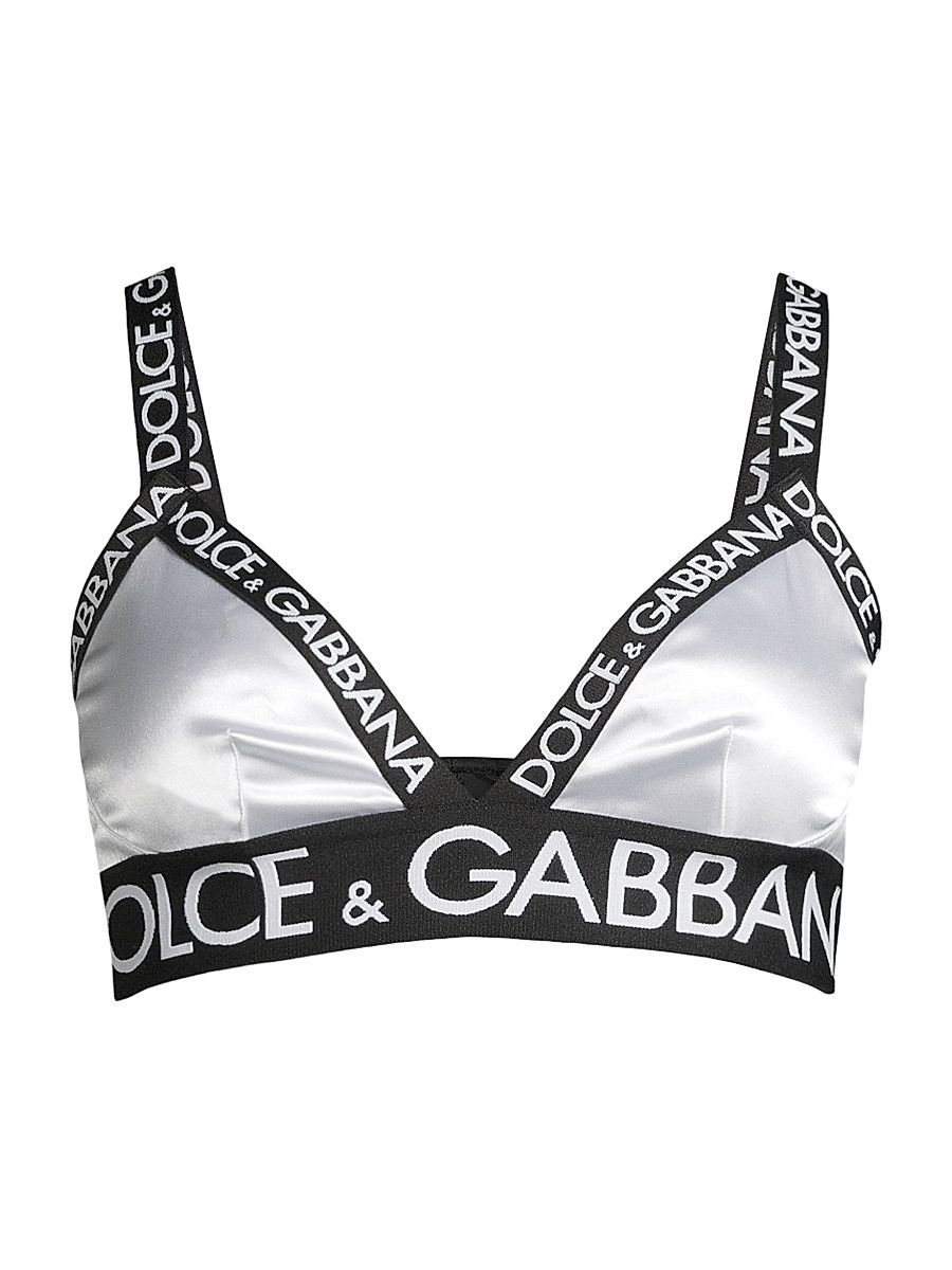 Women's Satin Logo Triangle Bra - Optical White - Size XS