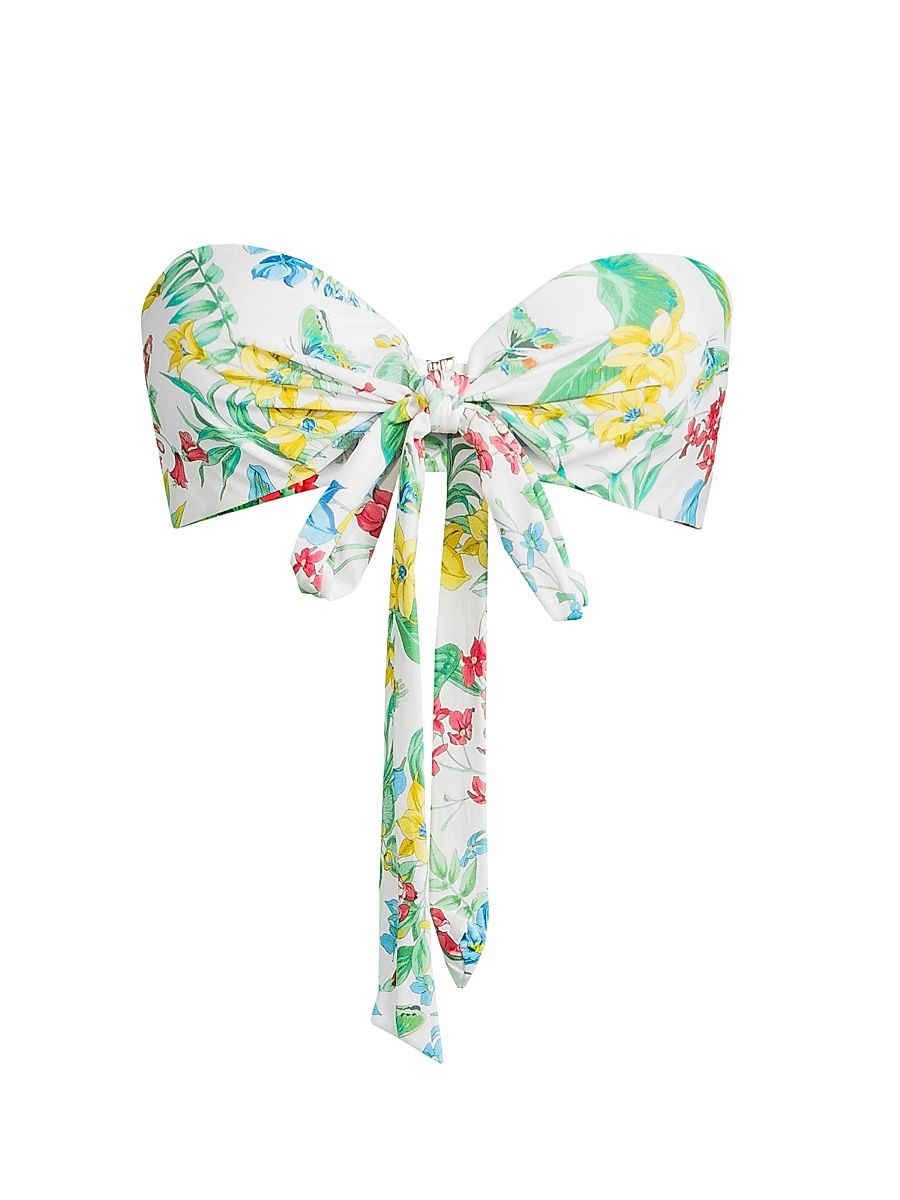 Women's Shoshana Palm Rhapsody Bikini Top - Ivory Multi - Size Large