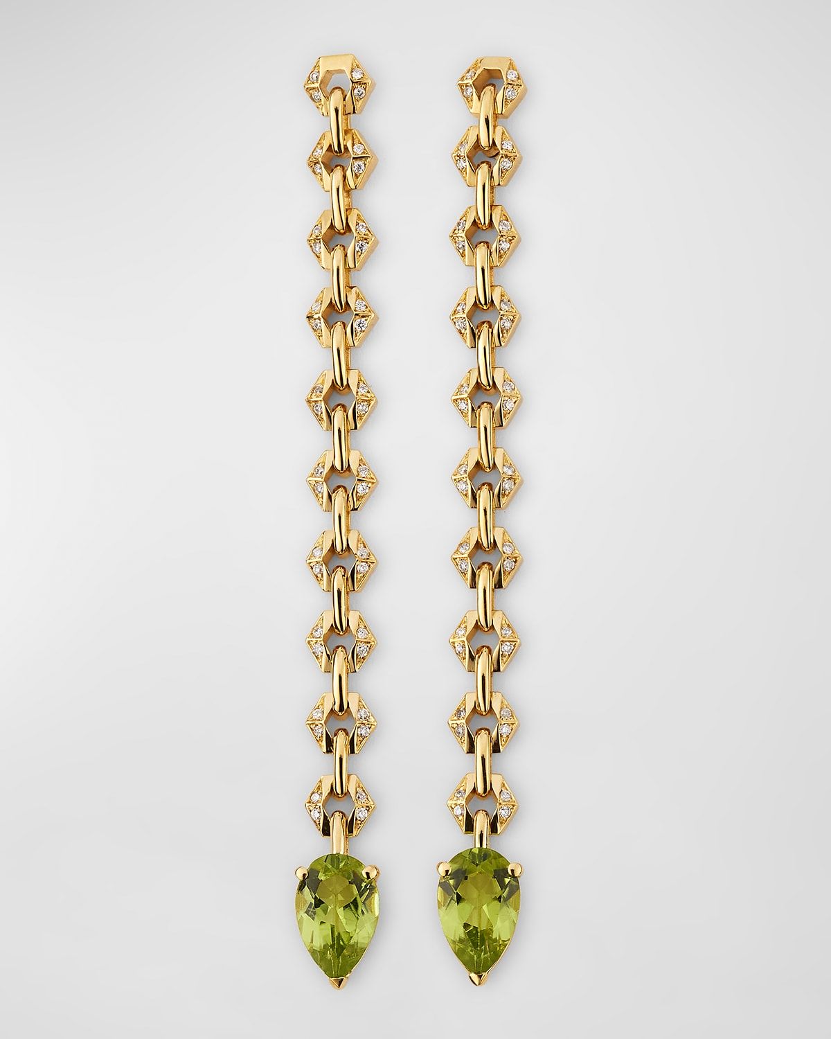 18K Bond Pear Earrings with Tourmaline and Diamonds