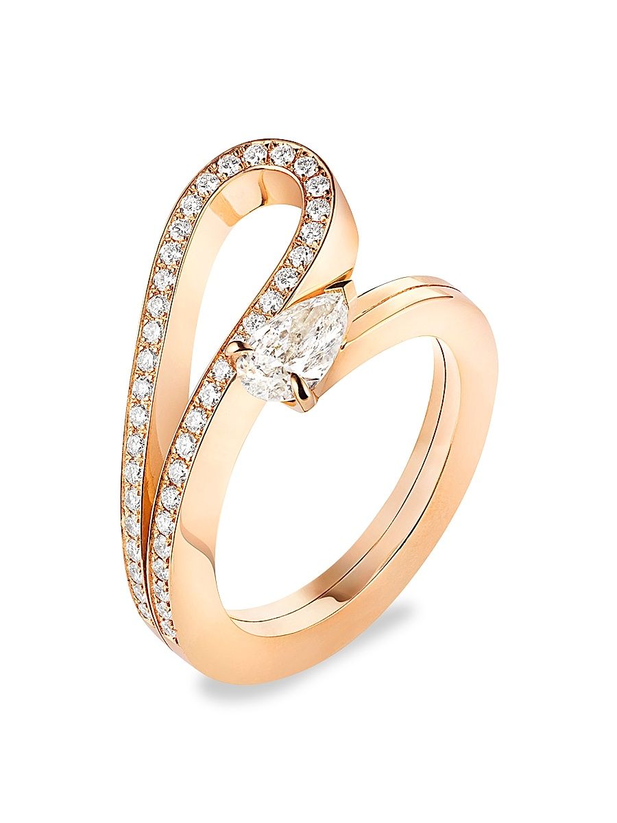 Women's Serti Inversé 18K Rose Gold & Diamond Ring - Size 8