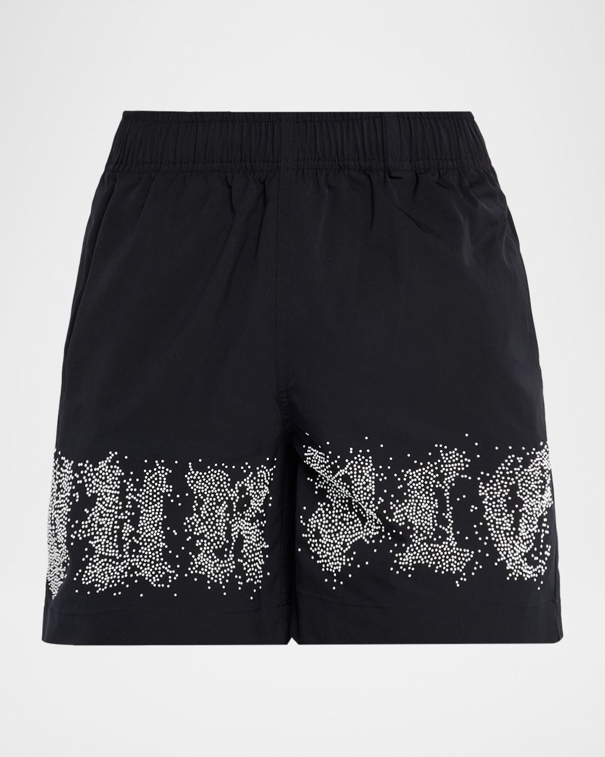 Men & apos;s Crystal-Embellished Logo Swim Shorts