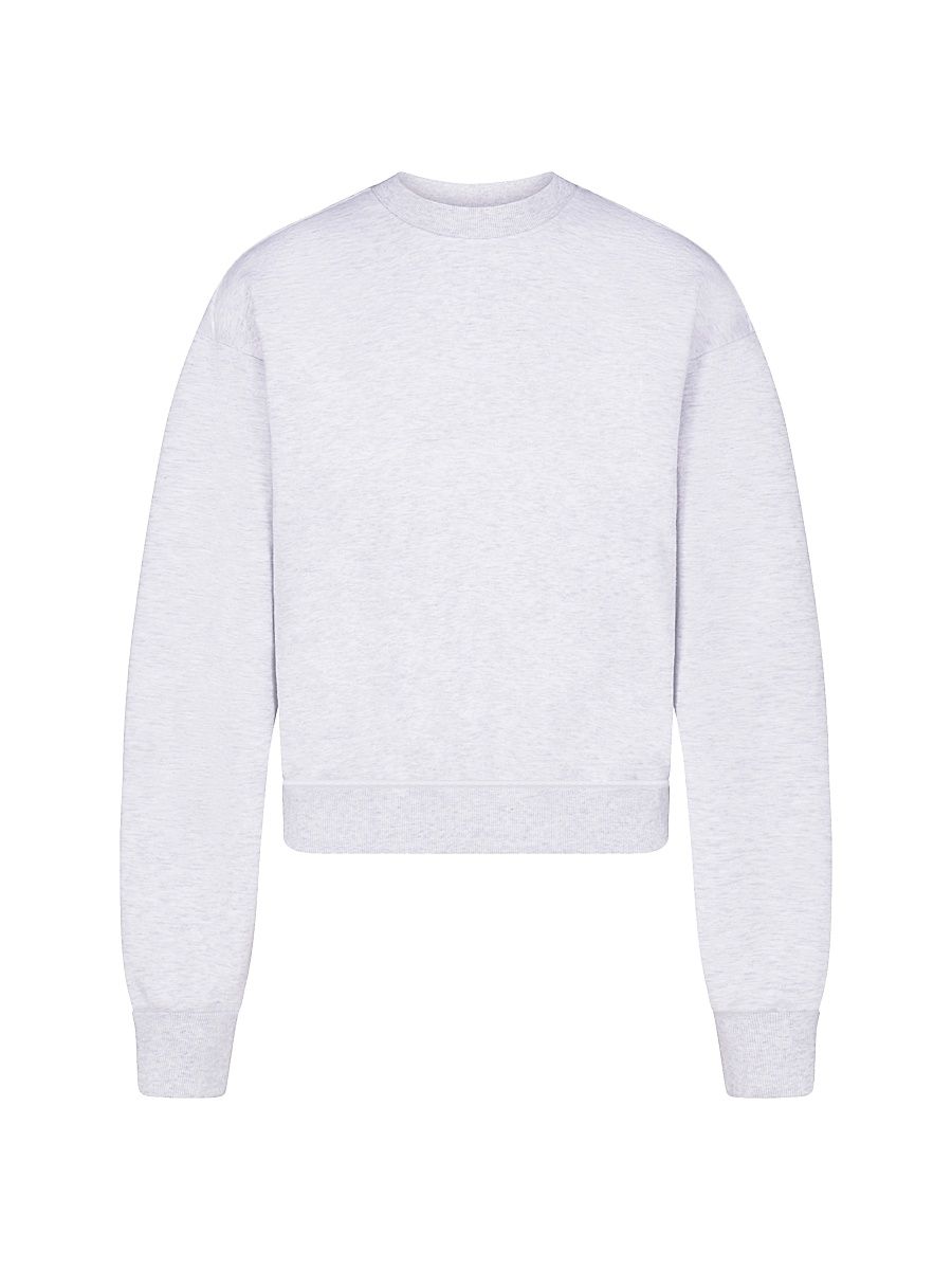 Women's Cotton Fleece Classic Crewneck - Light Heather Grey - Size Medium