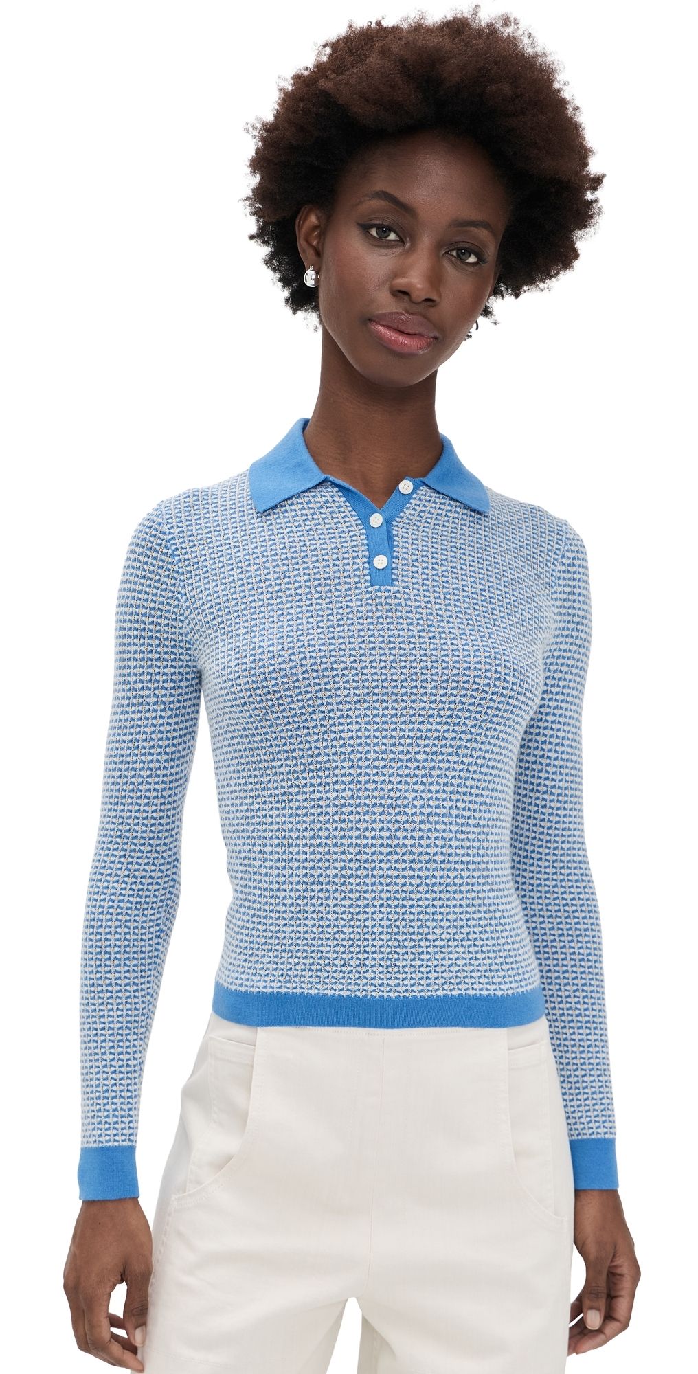 Guest in Residence Pique Cashmere Polo Sail Combo S