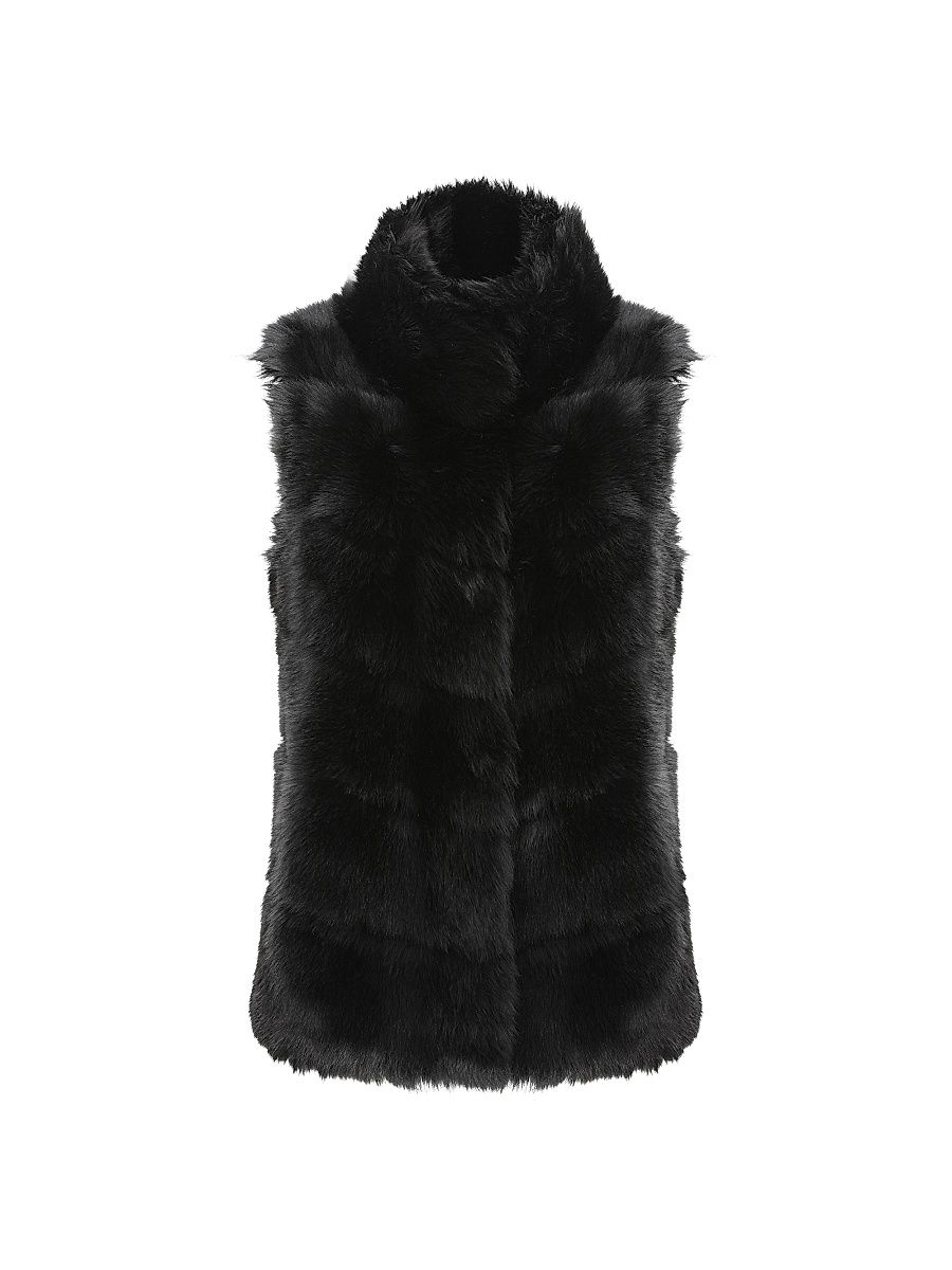 Women's Reversible Merinillo Shearling Lamb Vest - Black - Size Small