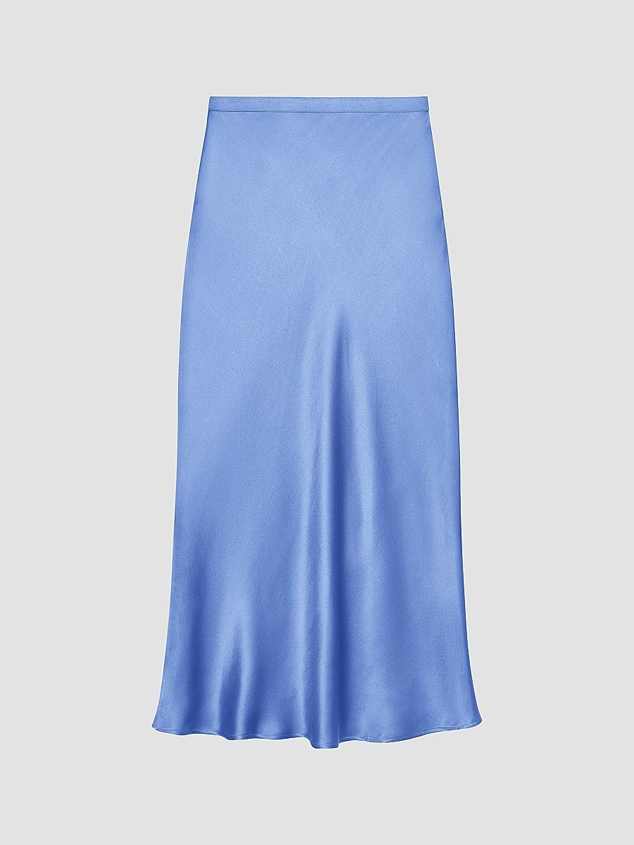 Women's Bar Silk Midi Skirt - Blue - Size Medium
