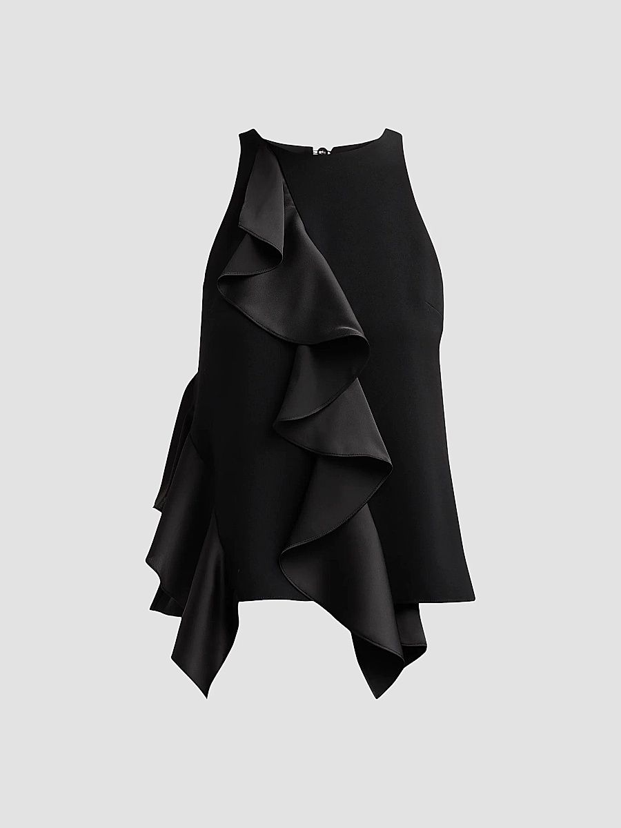 Women's Vivia Ruffled Top - Black - Size XS