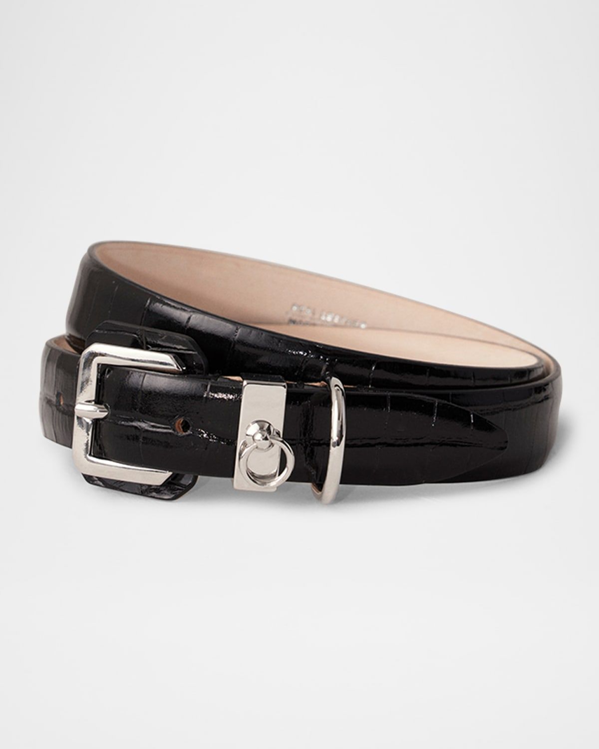 Jolinard Crocodile Textured Leather Belt