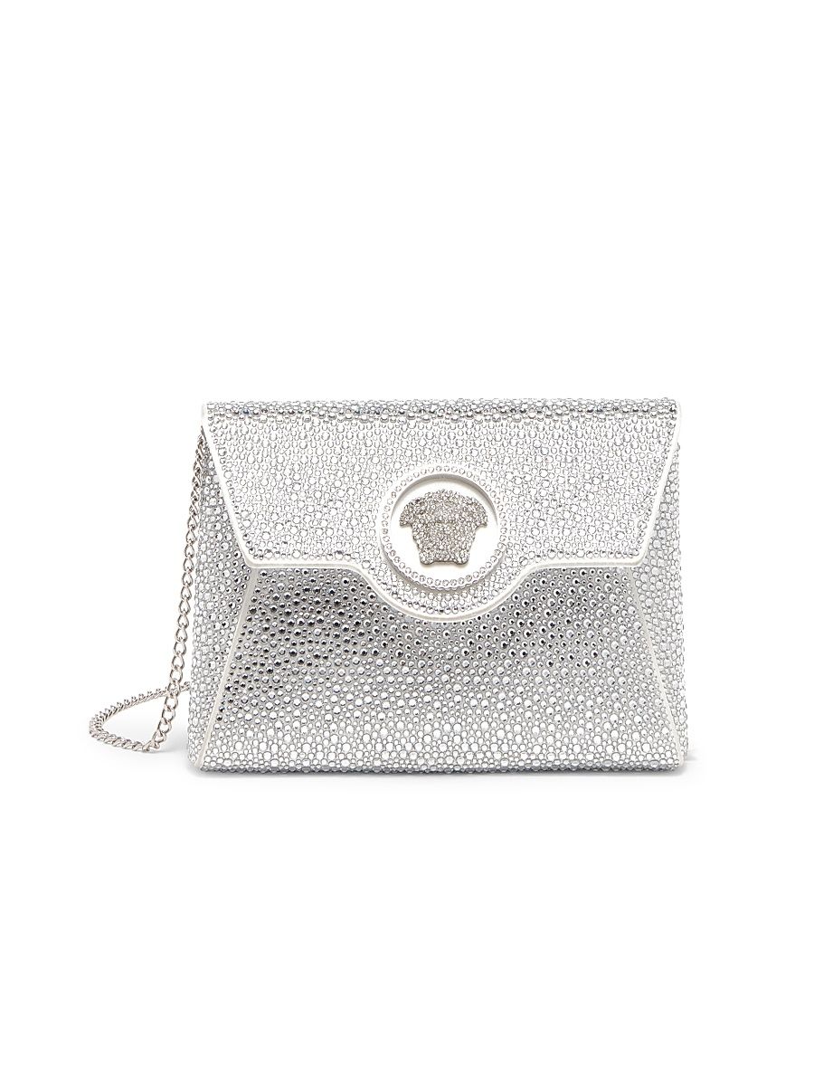 Women's La Medusa Hotfix Envelope Clutch-On-Chain - Optical White