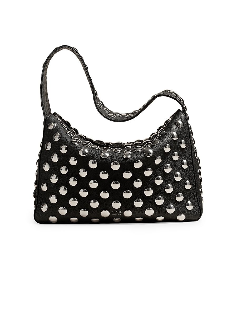 Women's Elena Studded Leather Shoulder Bag - Black