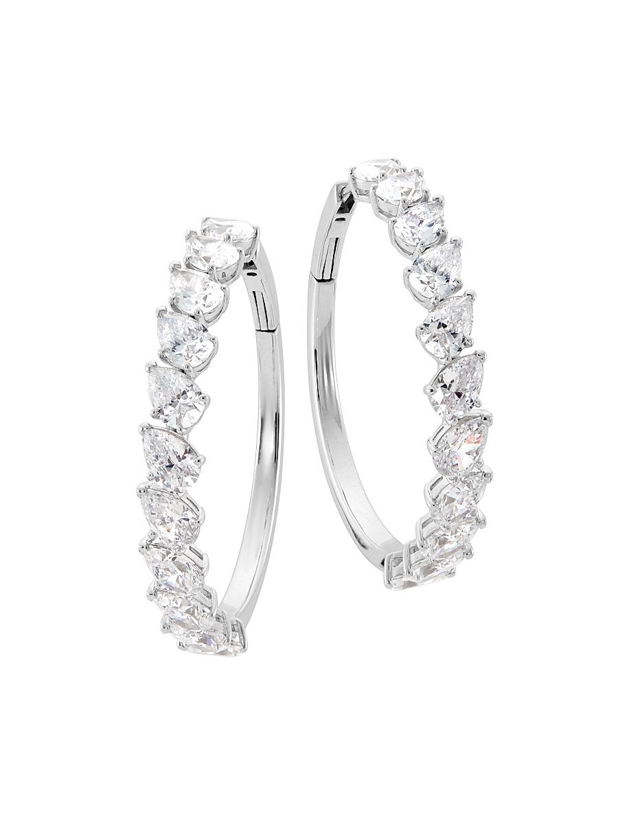 Women's Mesmermize Rhodium-Plated & Cubic Zirconia Hoop Earrings - Silver