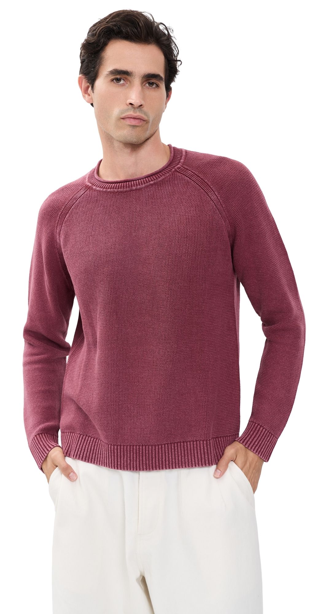Marine Layer Garment Dye Roll Neck Sweater Cabernet XXL