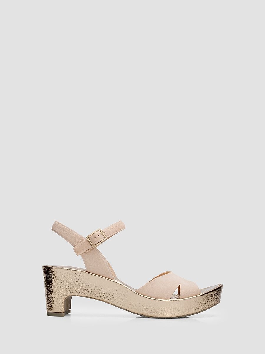 Women's Dido Cross Strap Suede Platform Sandals - Rose Gold Cervo - Size 5.5