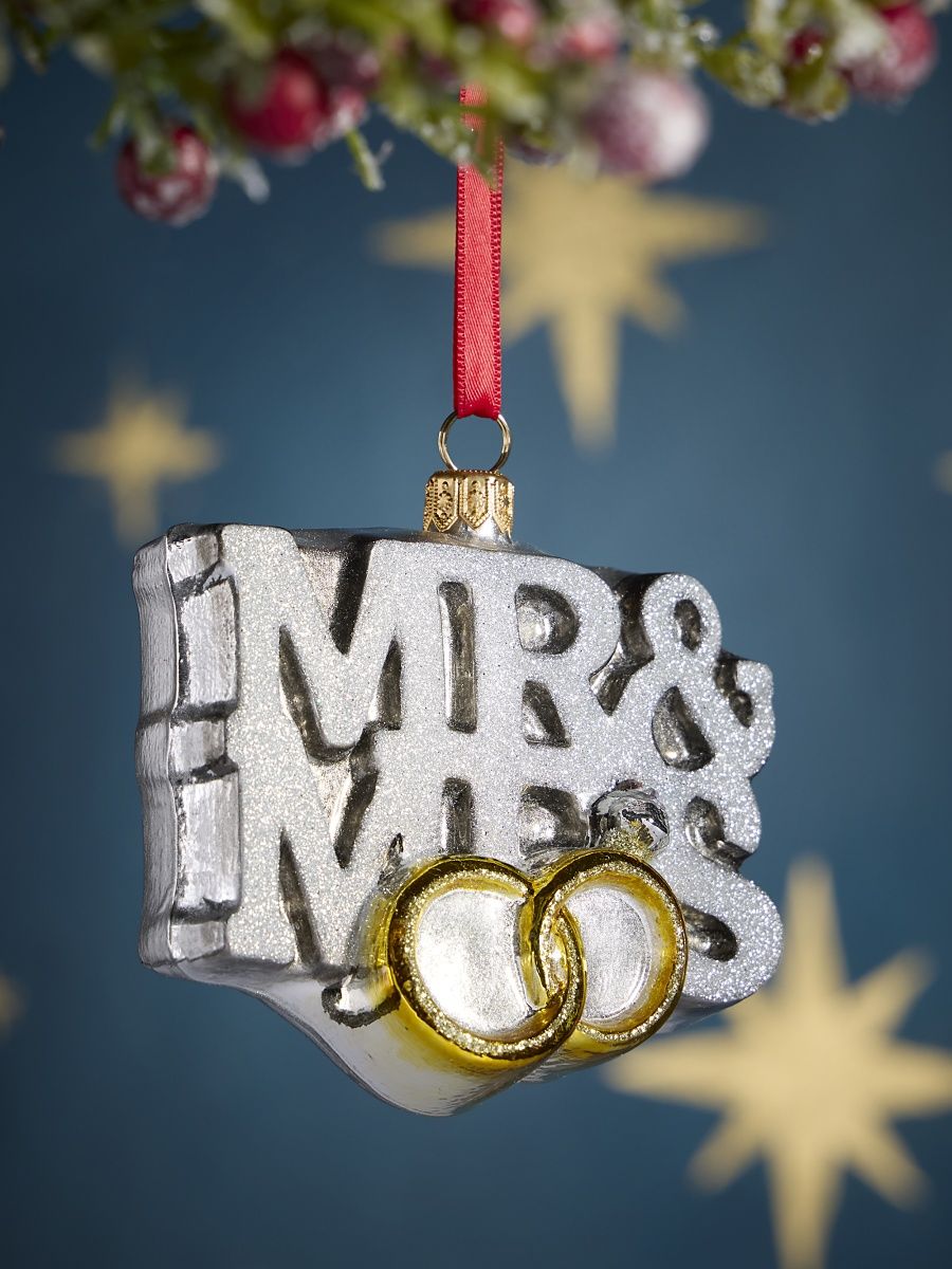 Glass Mr. & Mrs. Wedding Ornament
