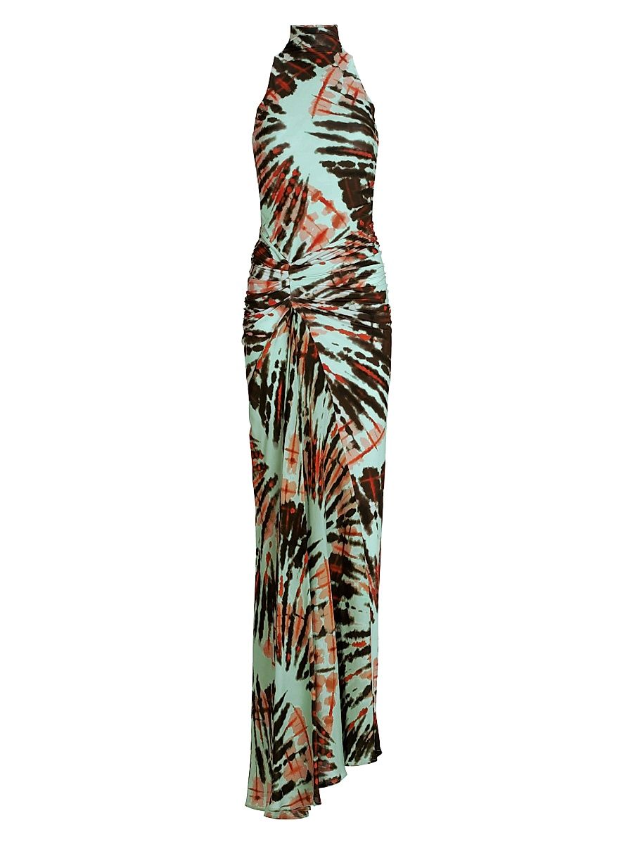 Women's Frances Printed Twist Mermaid Gown - Mint Tie Dye - Size Small