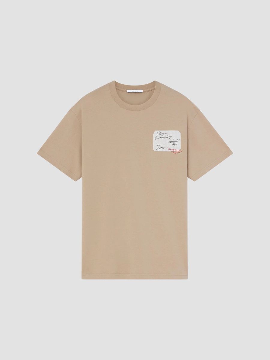 Givenchy Men's T-Shirt in Cotton with Scripty Print - Beige - Size XXL
