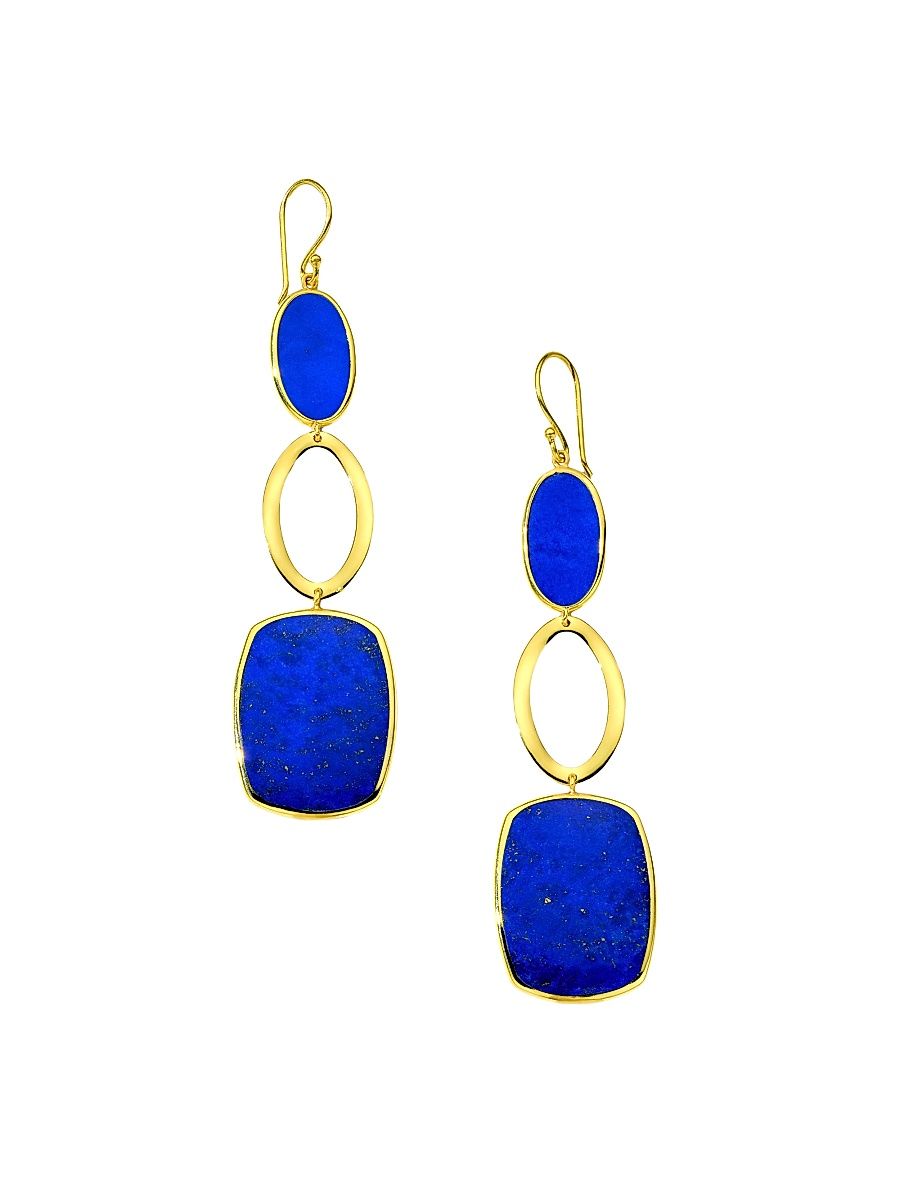 Women's Rock Candy 18K Yellow Gold & Lapis Wavy Oval Drop Earrings - Lapis