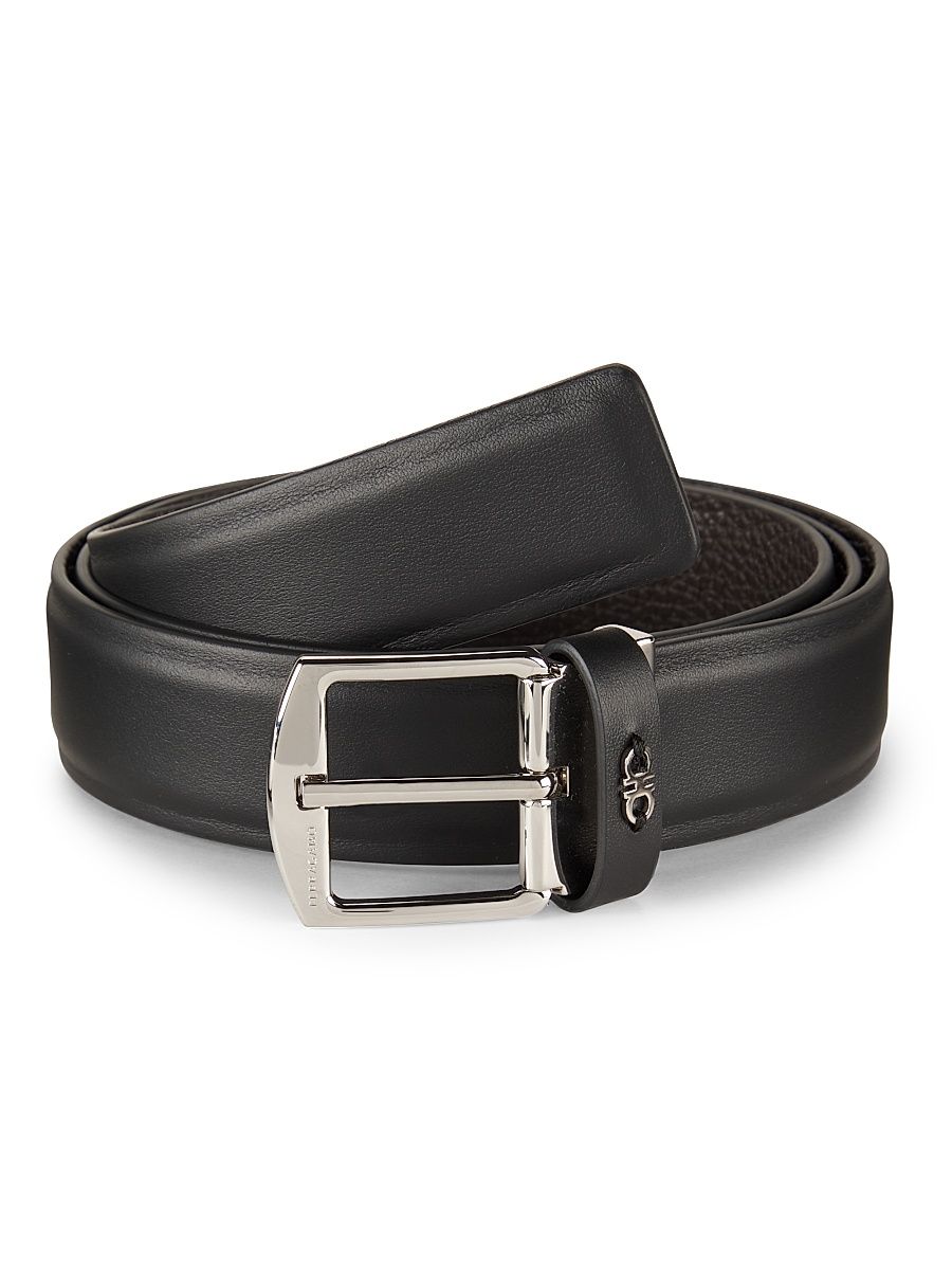 Men's Reversible Adjustable Belt - Nero - Size 46