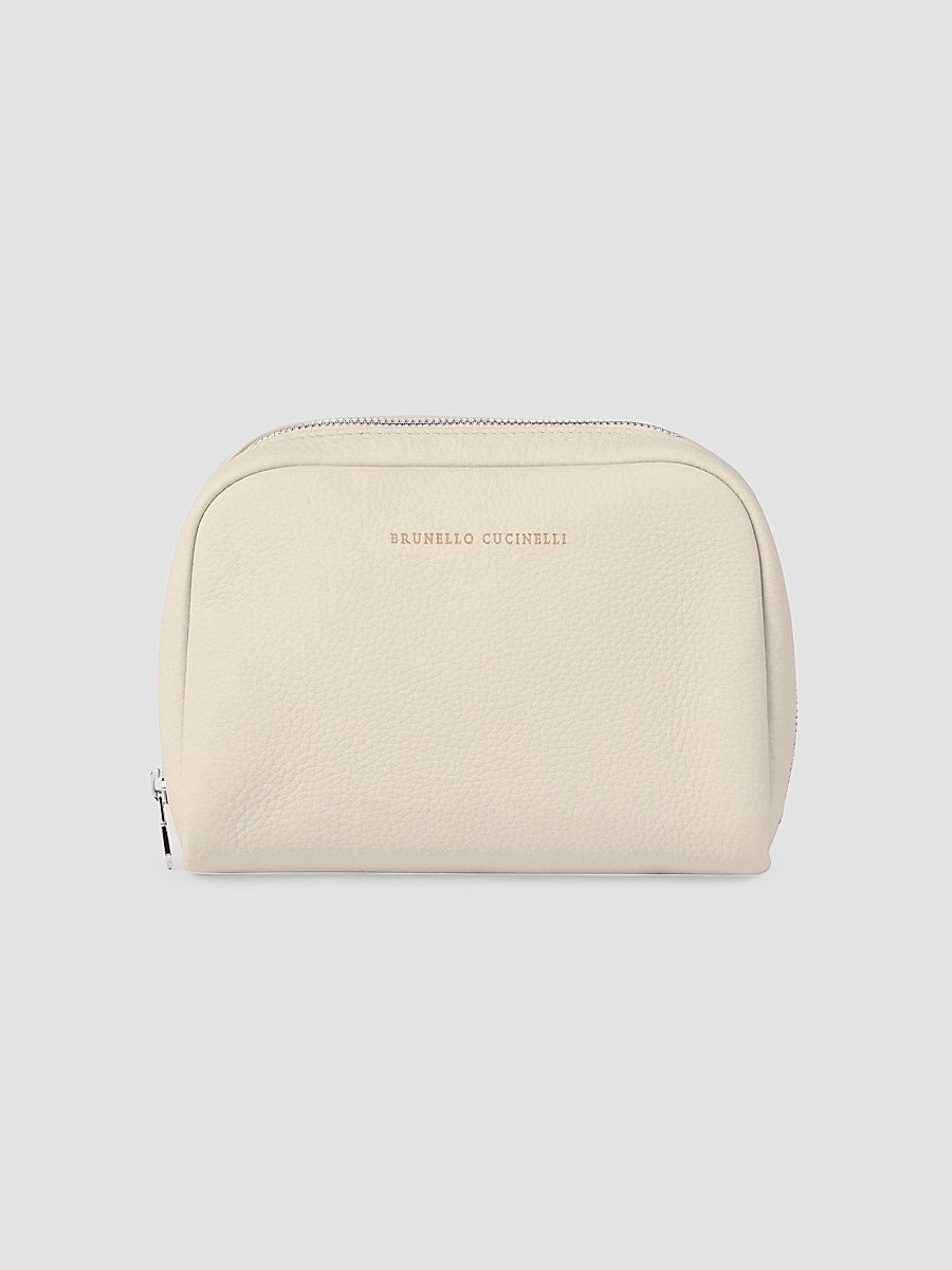 Fine Grain Calfskin Slim Beauty Case - Chalk