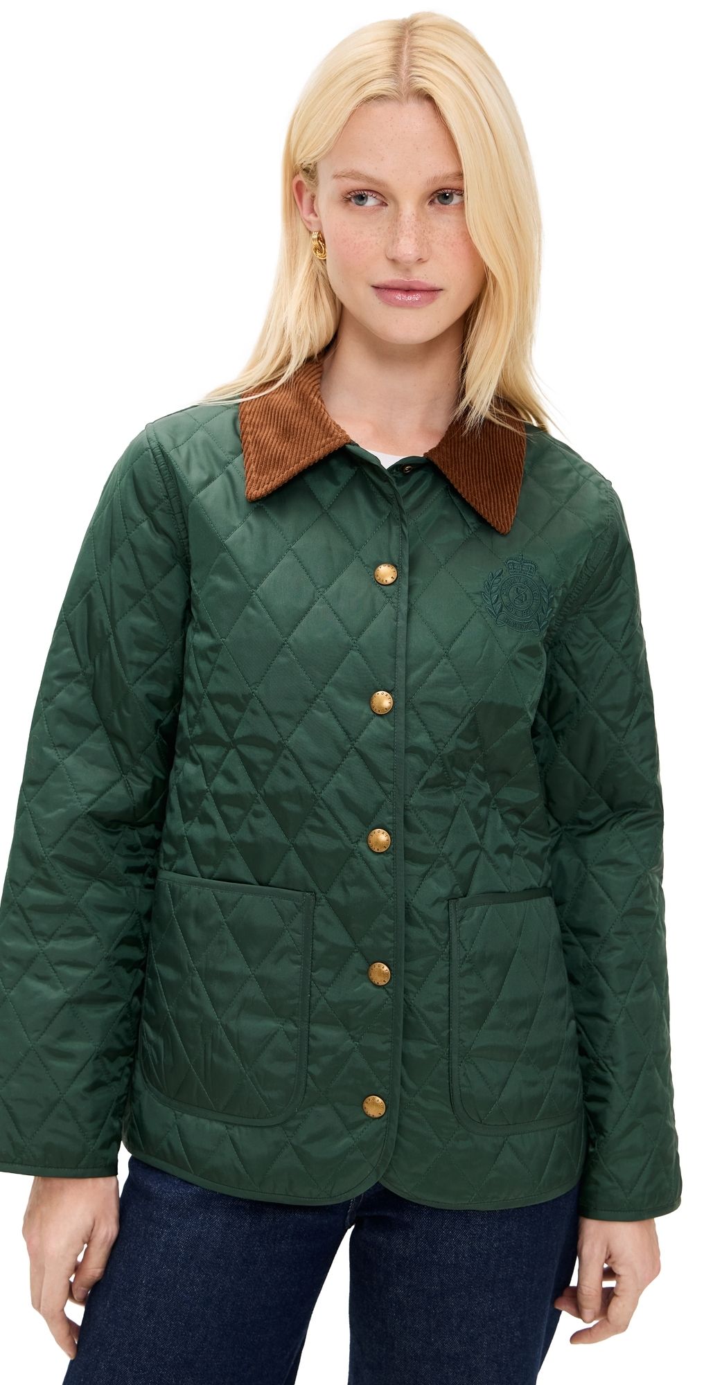Sporty & Rich New York Crest Nylon Quilted Jacket Forest XL